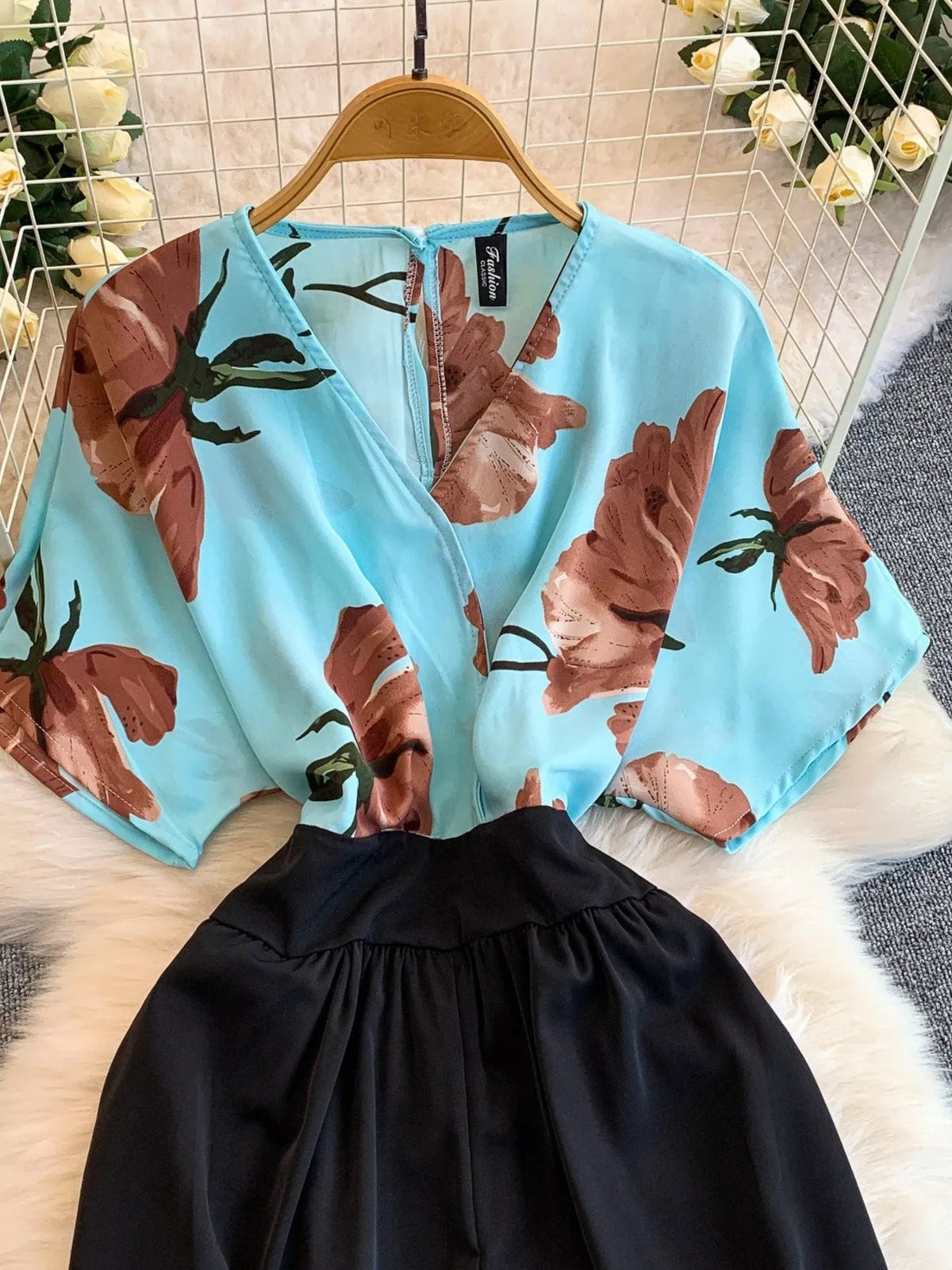 Printed Wide Leg Pocket Jumpsuit