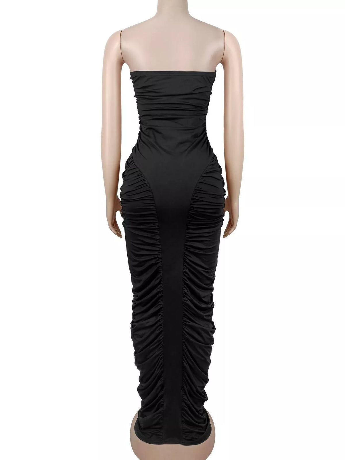 Strapless Ruched Bodycon Maxi Dress