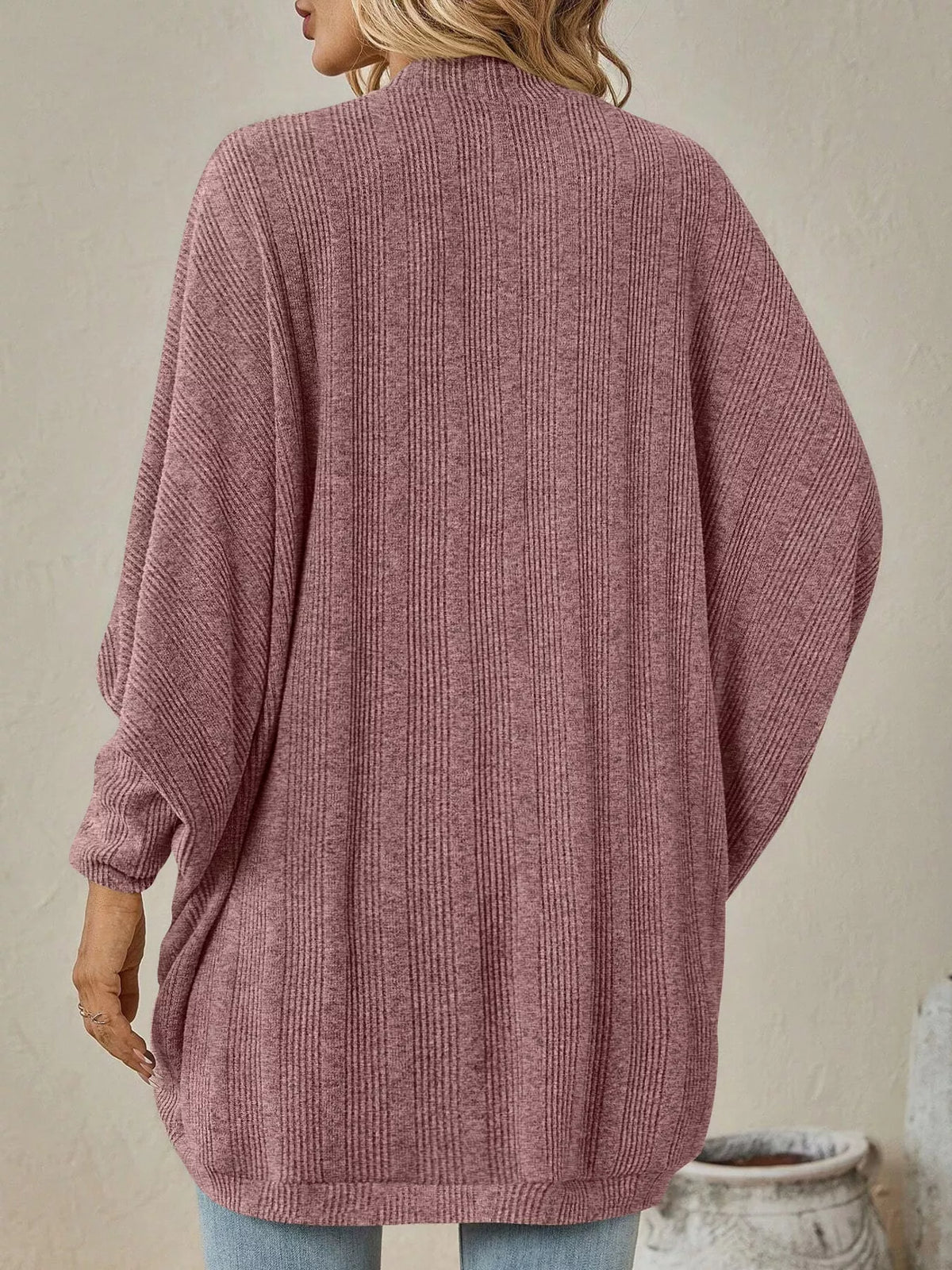 Open-Front Batwing Sleeve Cardigan