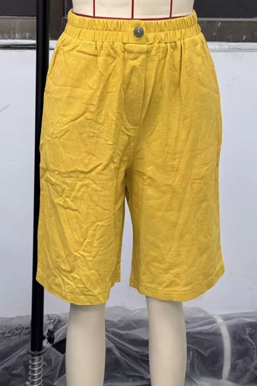 Pocketed Elastic Waist Shorts