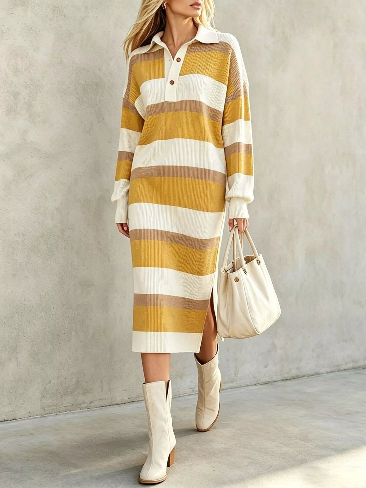 Polo Collar Sweater Dress