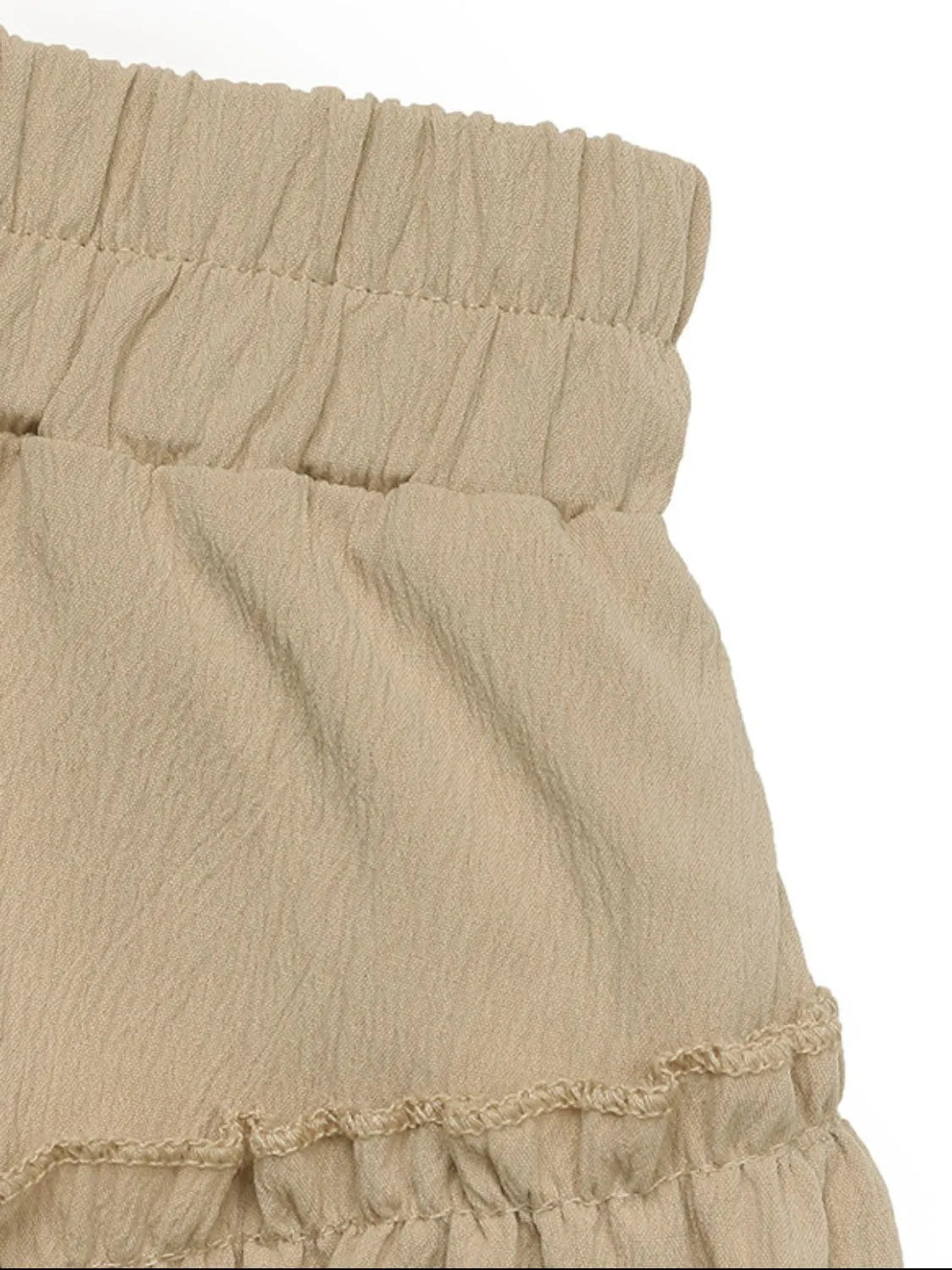 Elastic Waist Layered Skirt in Tan