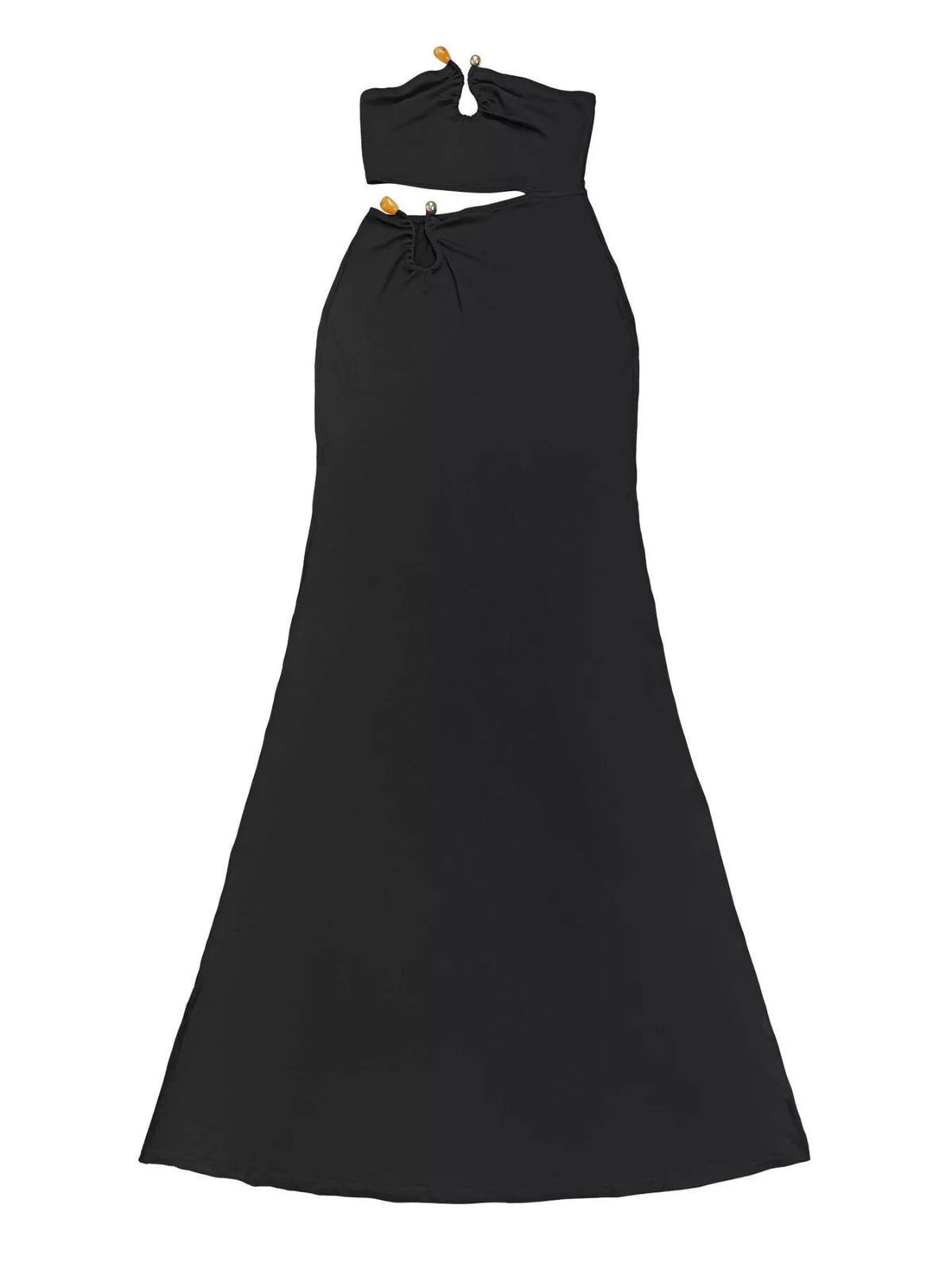 Strapless Cutout Maxi Dress with Ruched Detail