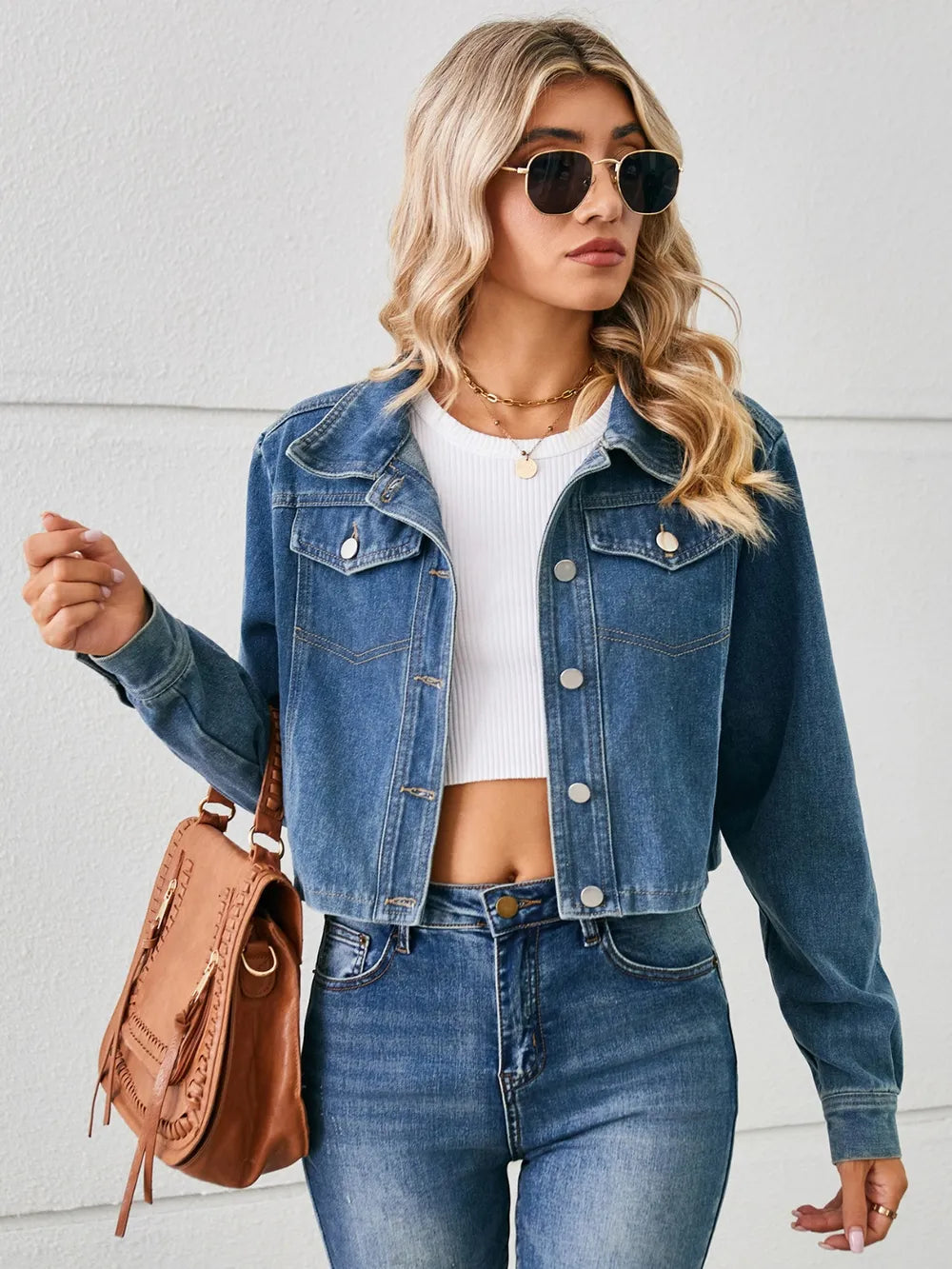 Long Sleeve Button-Up Denim Jacket by Manny