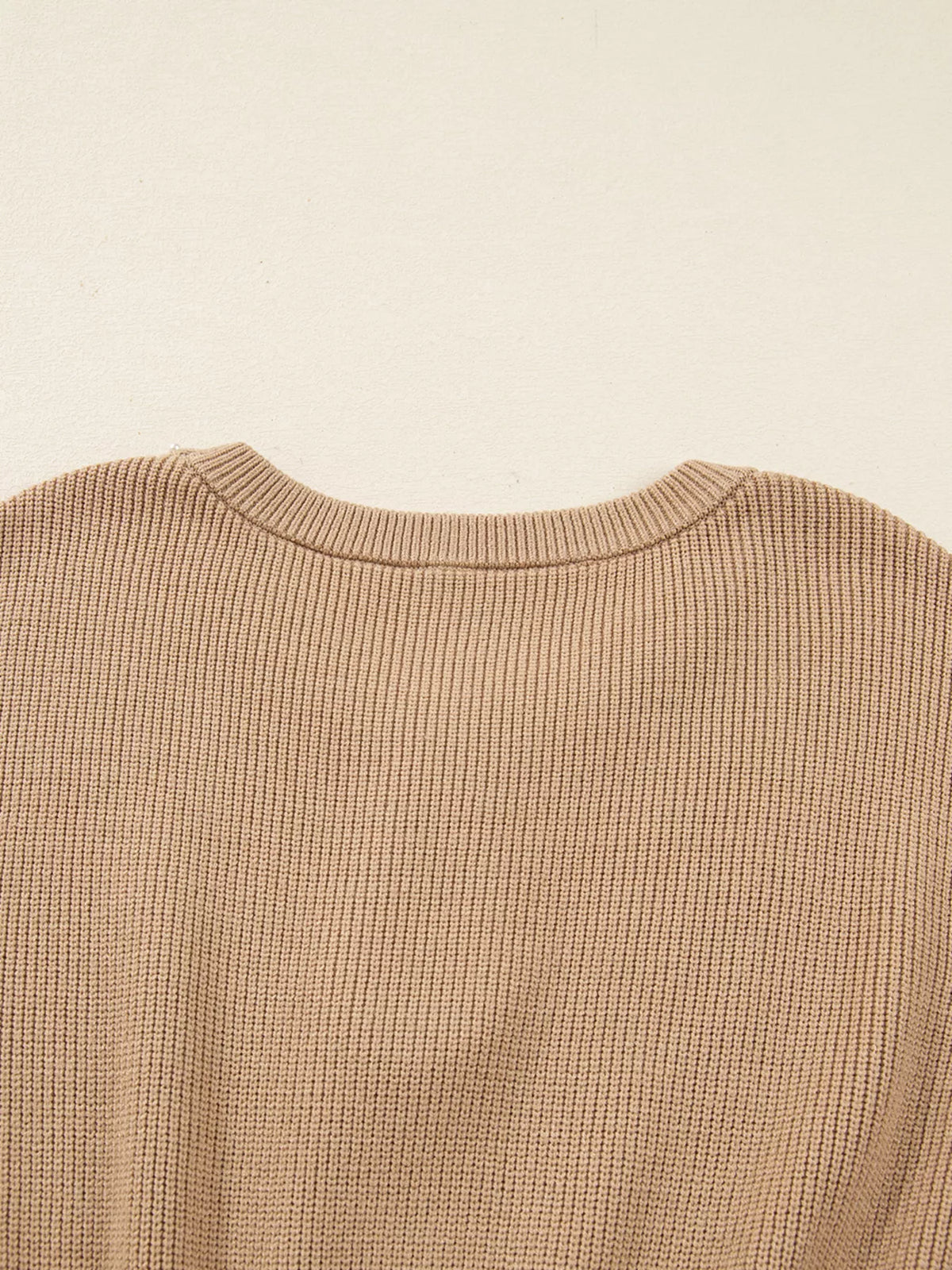 Pearl Embellished Keyhole Sweater Dress in Camel