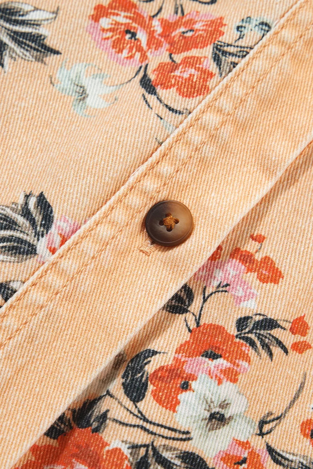 Floral Print Denim Jacket in Tan