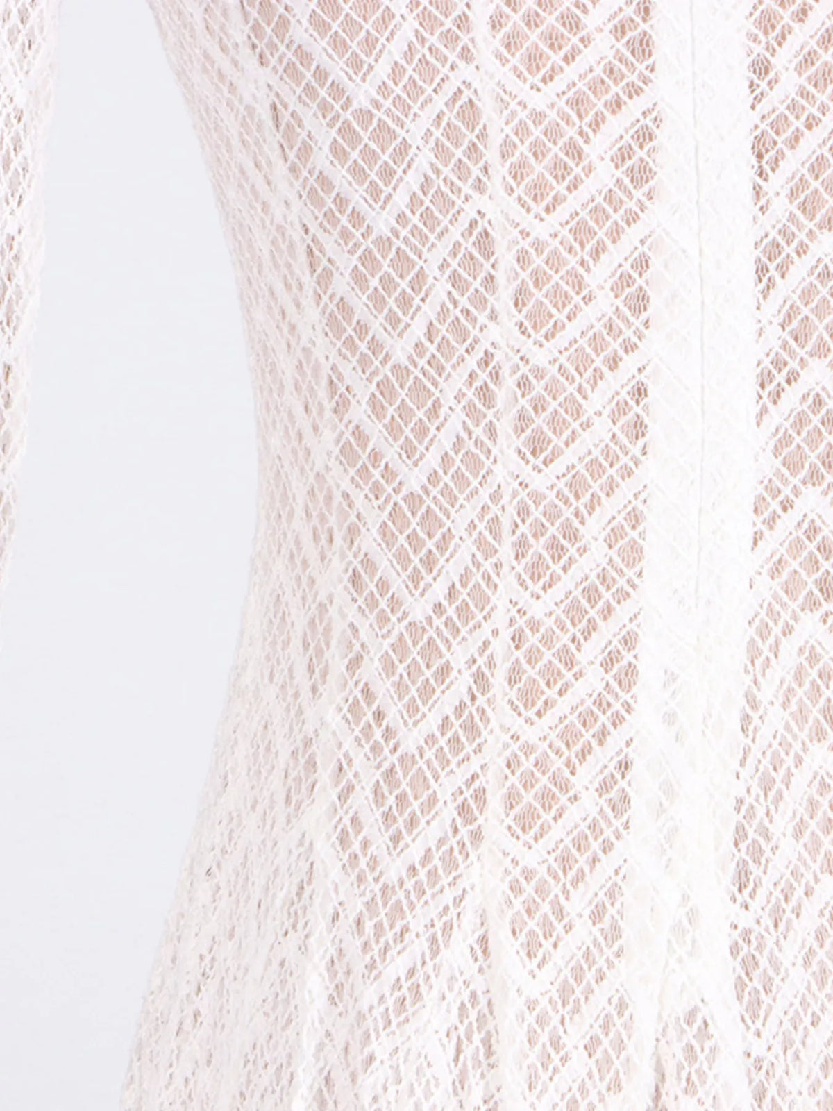 Lace Mock Neck Long Sleeve Maxi Dress in White