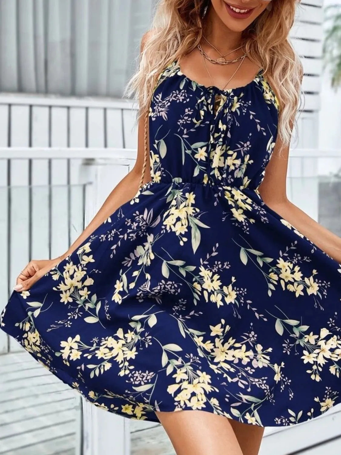 Floral Print Spaghetti-Strap Mini Dress