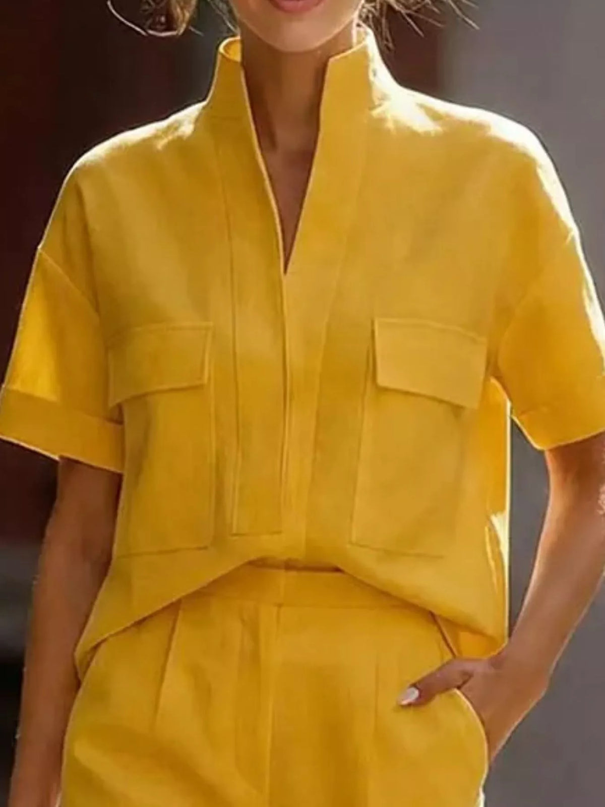 Short-Sleeve Shirt and Capris Two-Piece Set