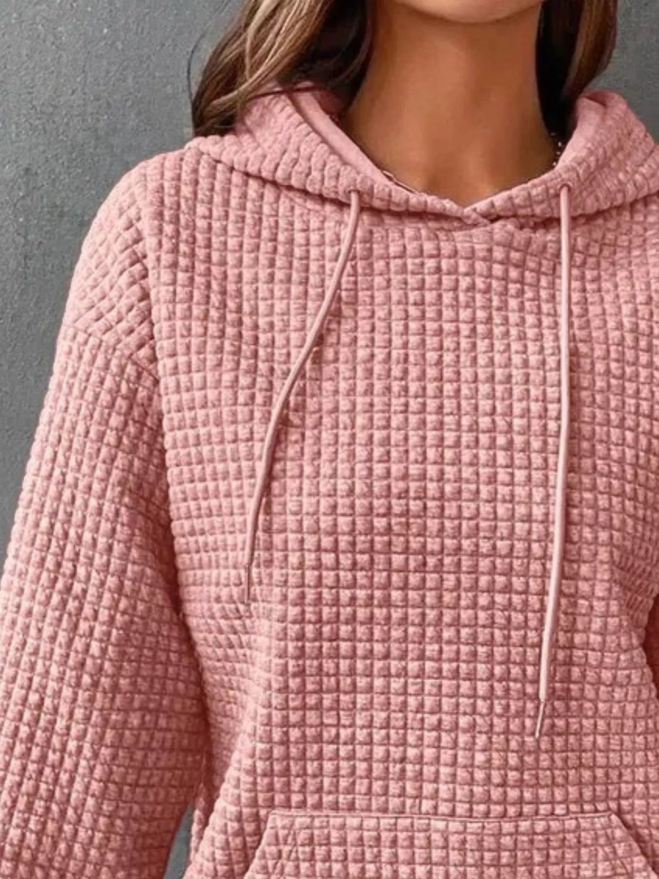 Textured Kangaroo Pocket Hoodie