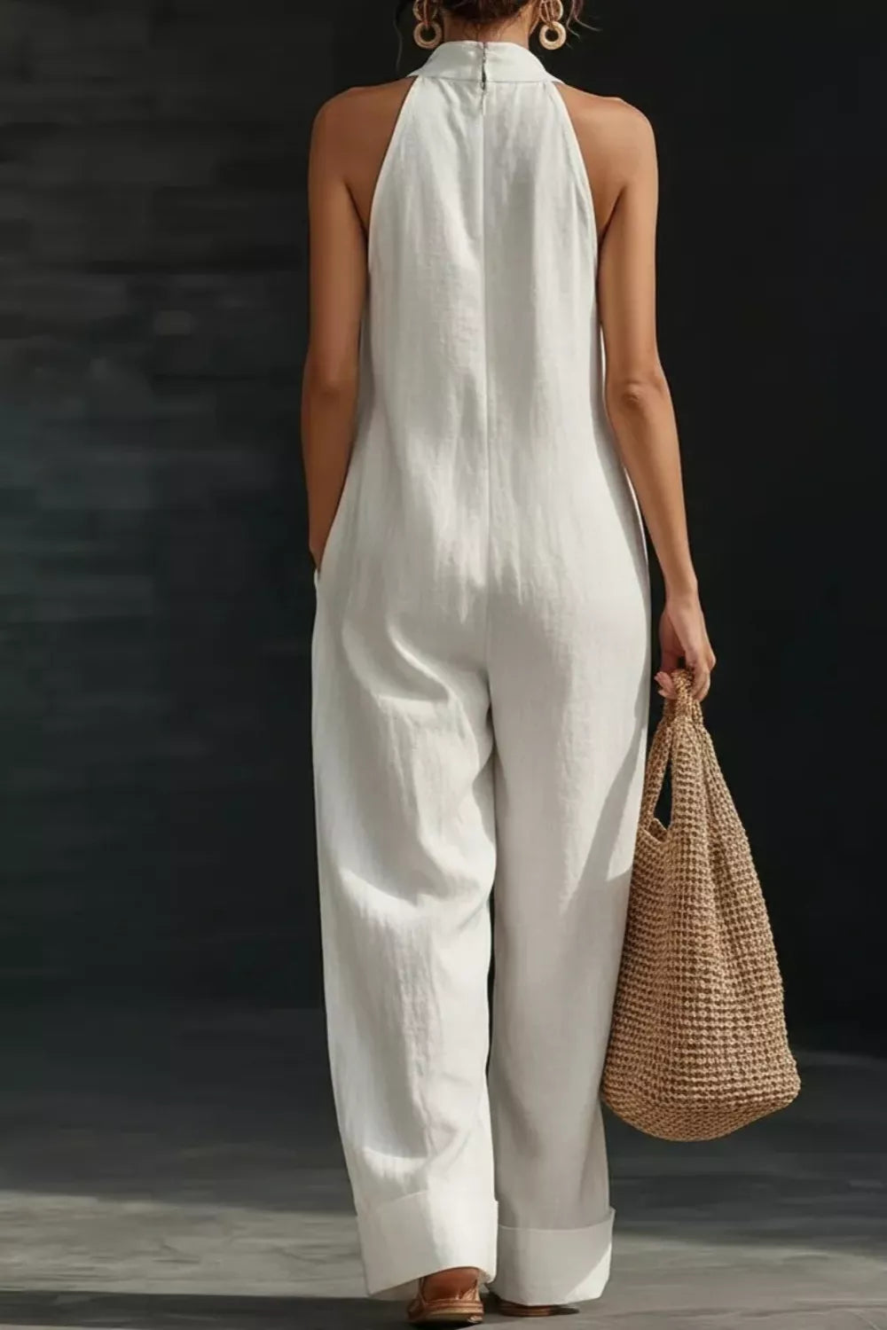 Sleeveless Wide Leg Jumpsuit with Pockets