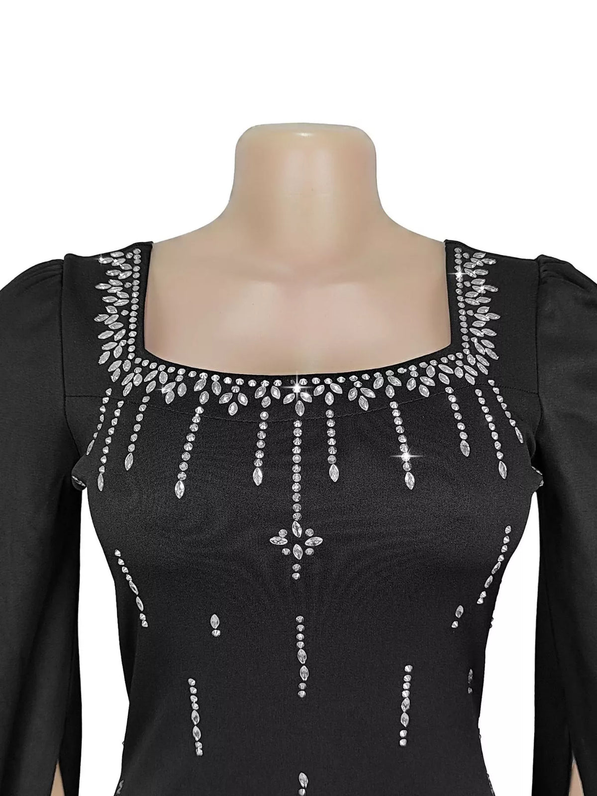 Rhinestone Square Neck Maxi Dress