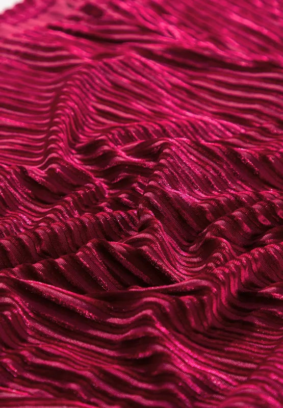 Square Neck Ruched Mini Dress in Burgundy