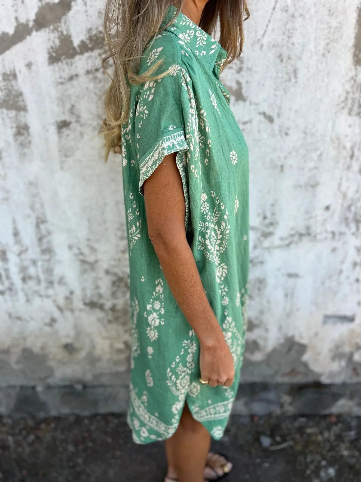 Printed Button-Up Shirt Dress
