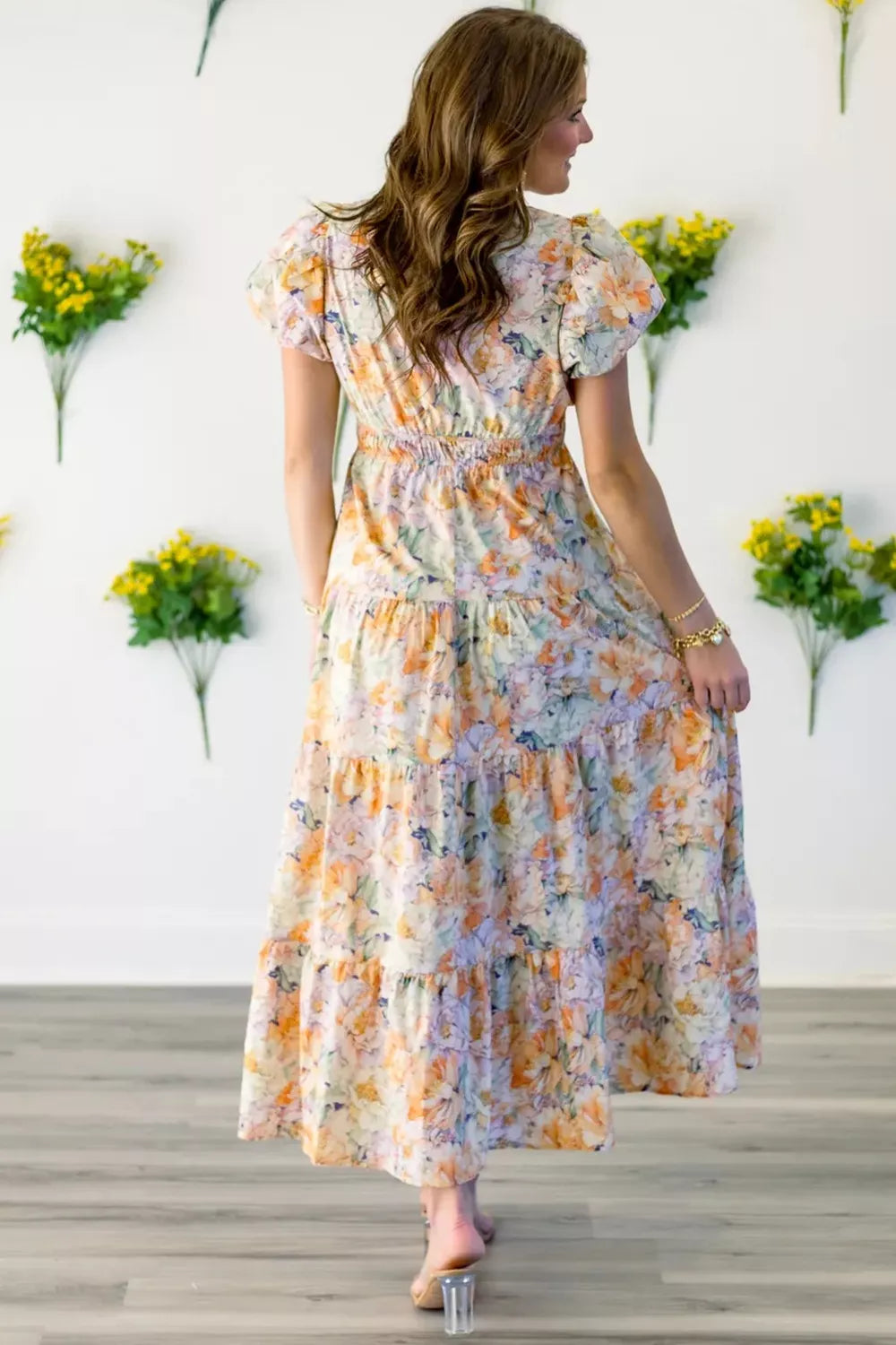 Smocked Tiered Maxi Dress in Floral
