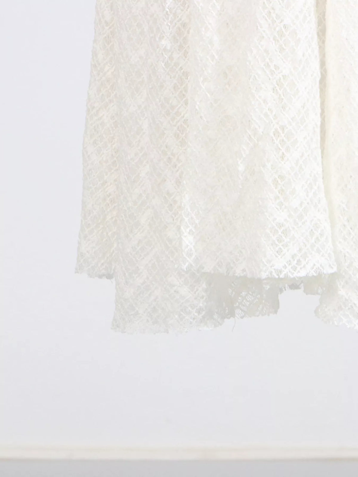 Lace Mock Neck Long Sleeve Maxi Dress in White