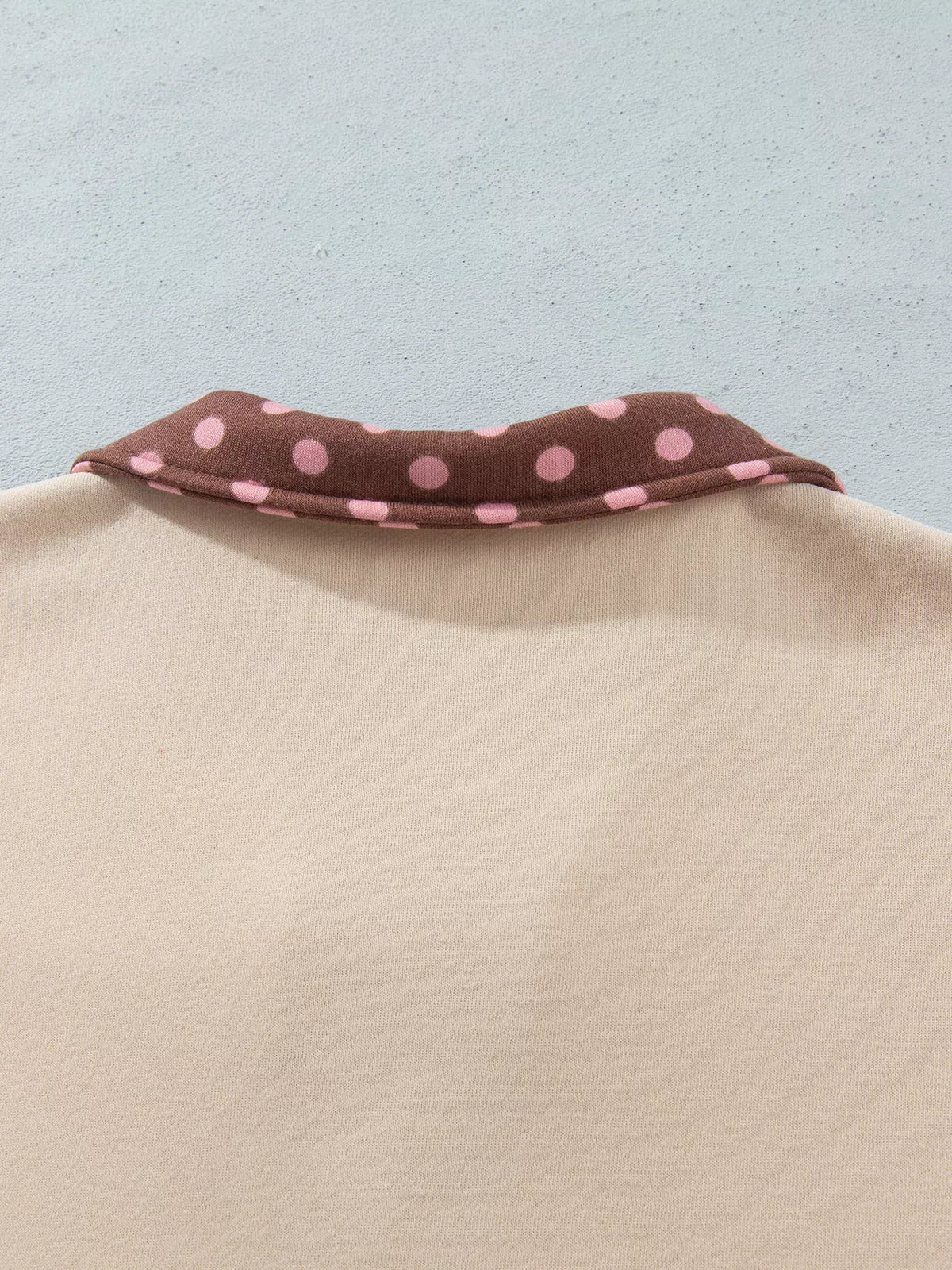 Polka Dot Baggy Pullover & Shorts Set in Beige