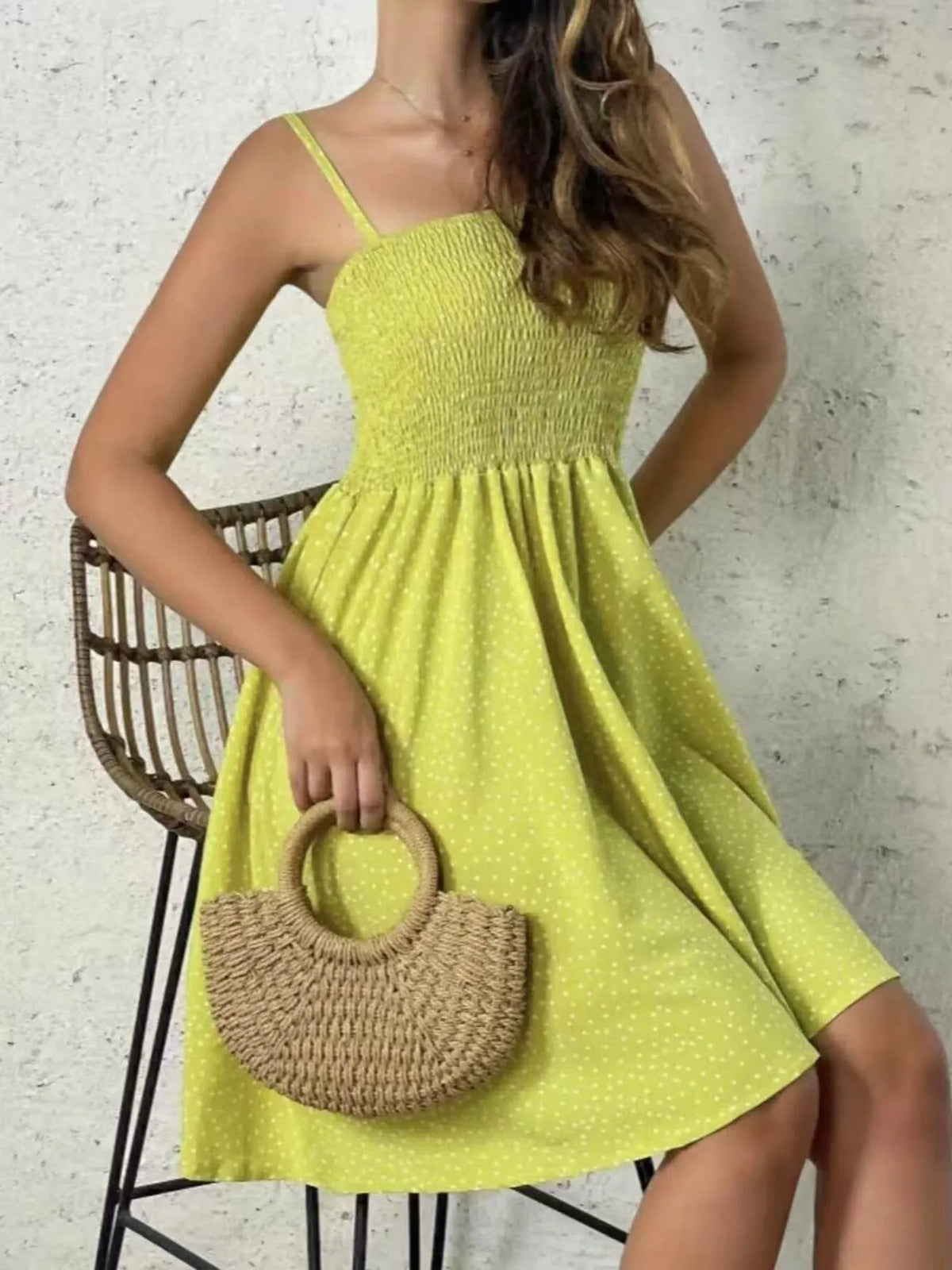 Plus Size Smocked Square Neck Cami Dress