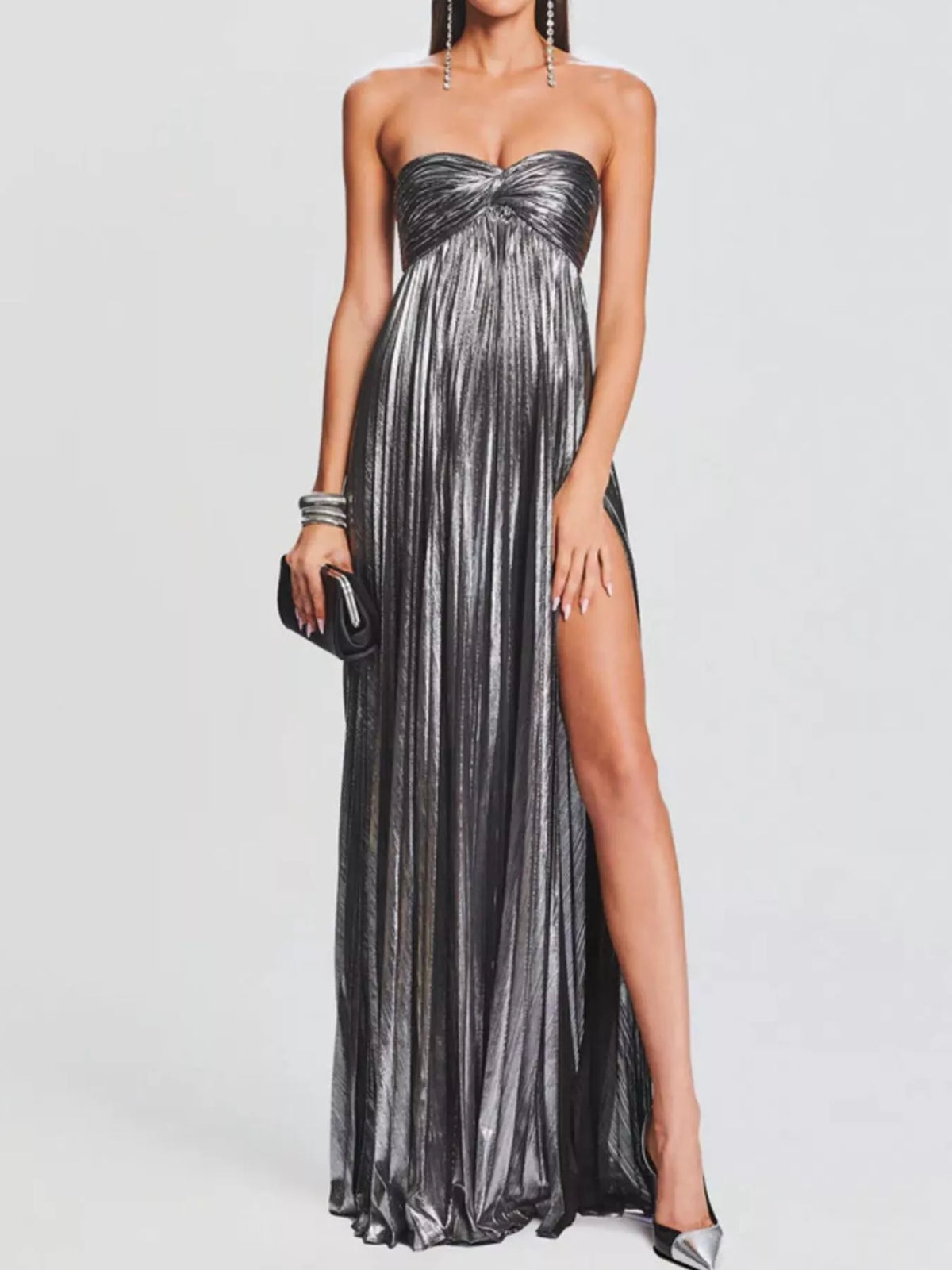 Sweetheart Neck Tube Maxi Dress with Split