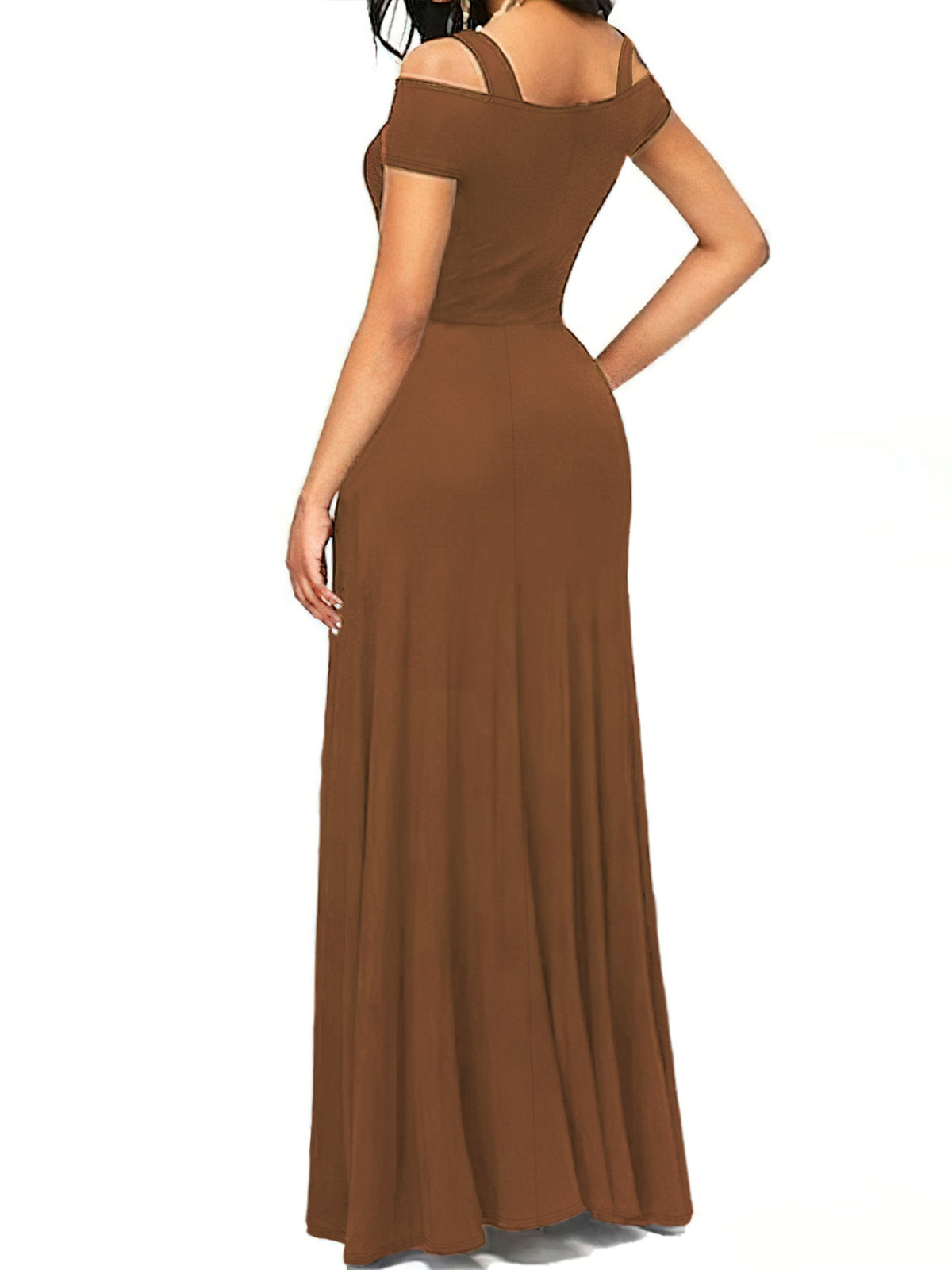 Off-Shoulder Cutout Slit Maxi Dress