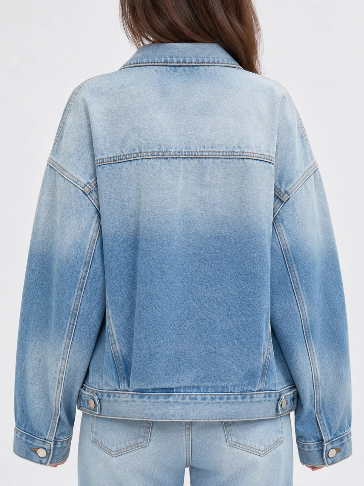 Blue Oversized Dropped Shoulder Denim Jacket