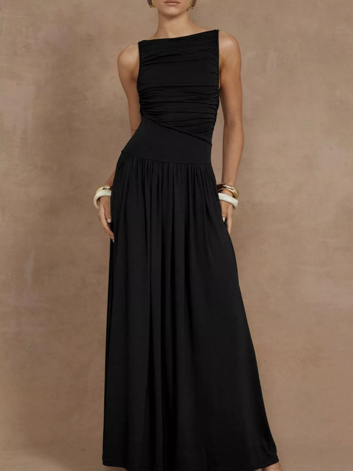 Ruched Sleeveless Maxi Dress by Calliope