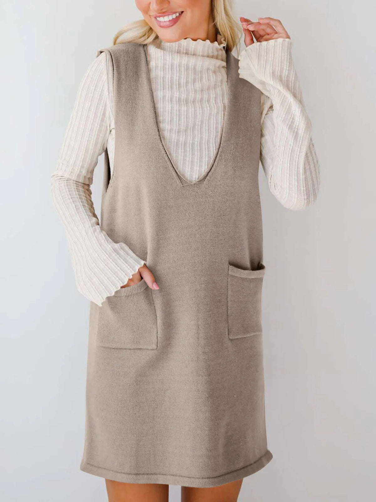 Sleeveless Knit Dress with Pockets