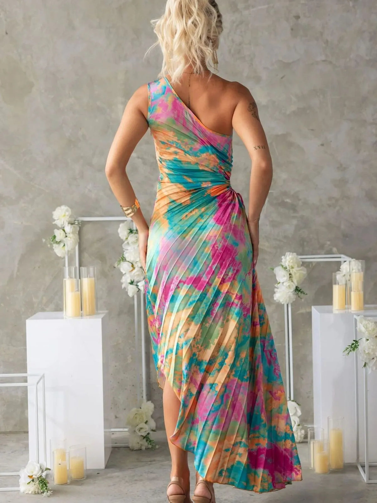 One Shoulder Asymmetrical Maxi Dress