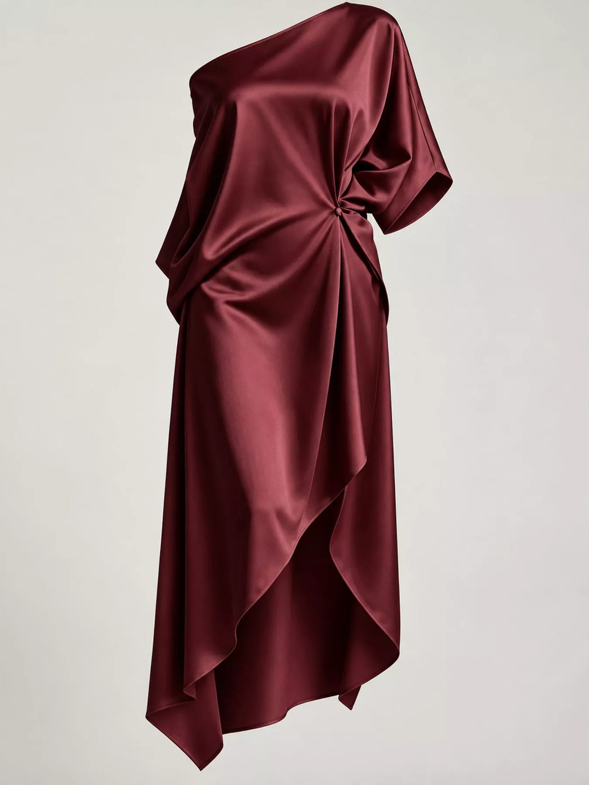 One-Shoulder Asymmetric Hem Midi Dress