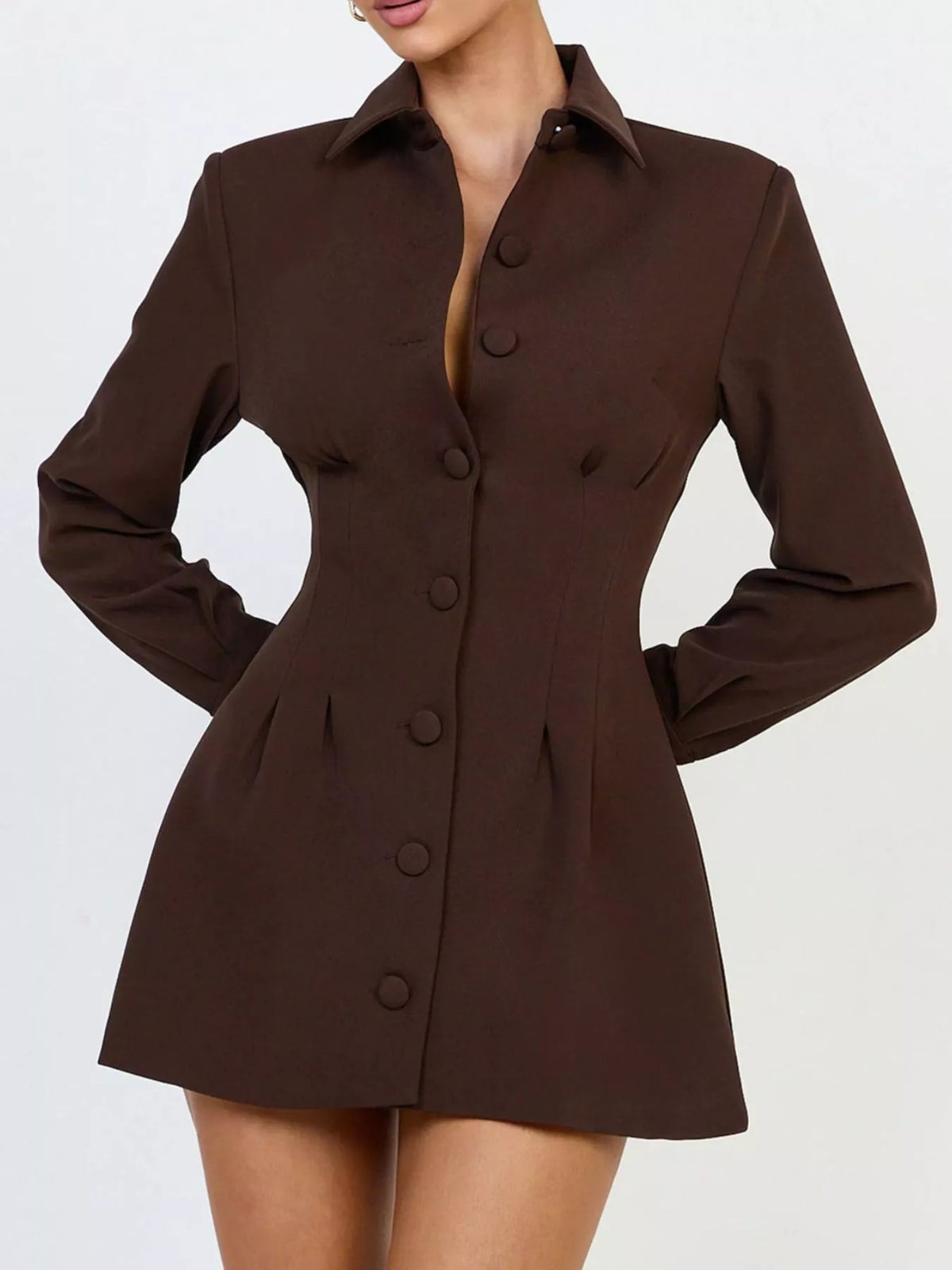 Corset-Style Button-Down Blazer Dress
