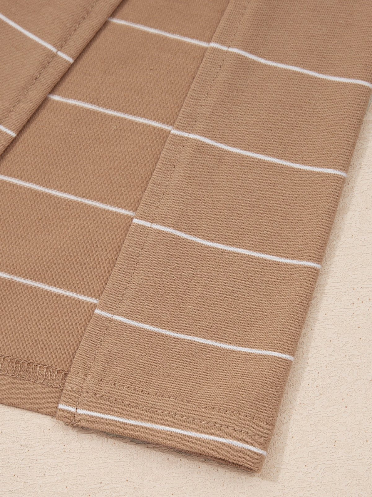Striped Short-Sleeve T-Shirt Maxi Dress in Mocha