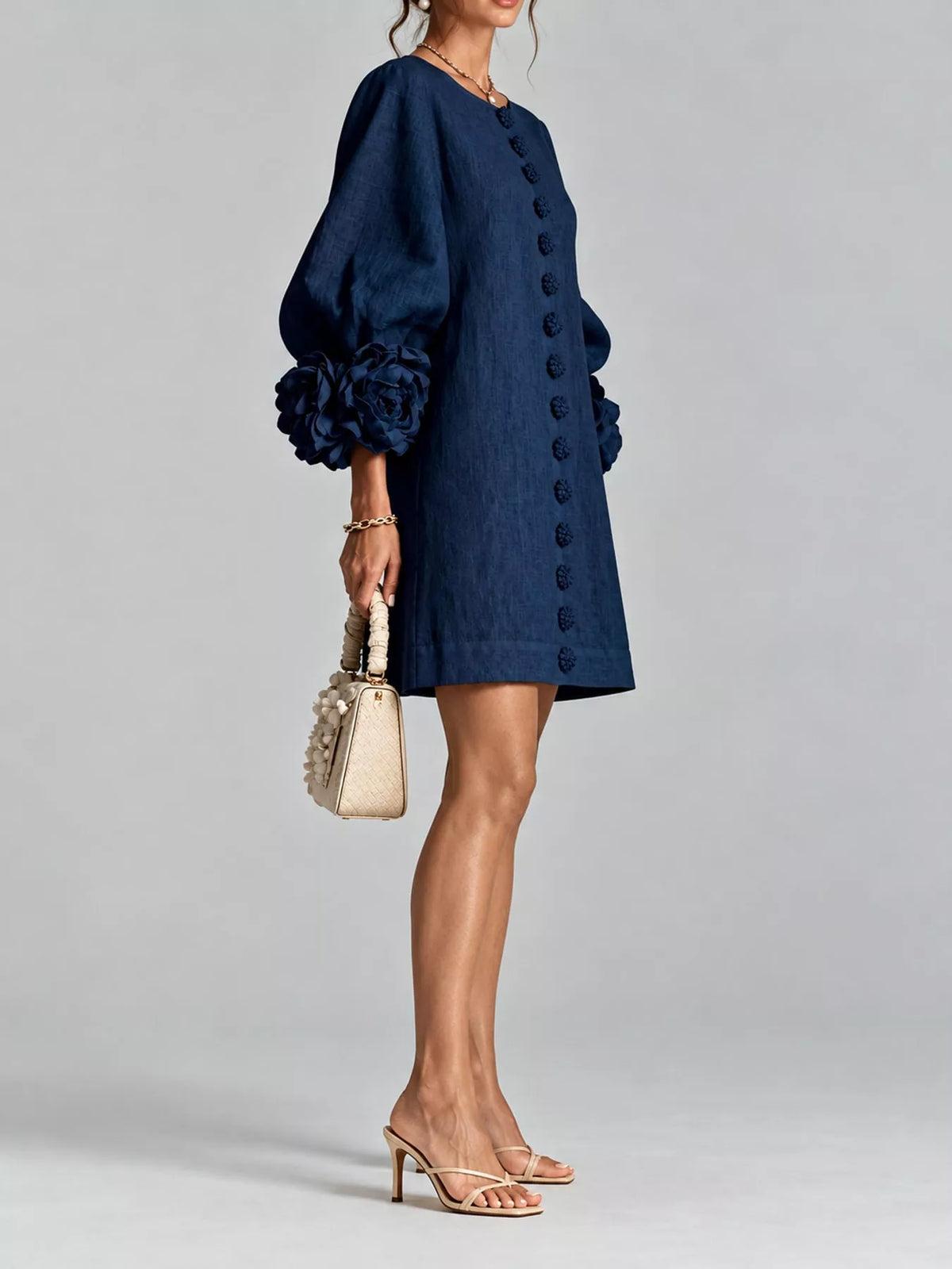 3D Floral Applique Mini Dress