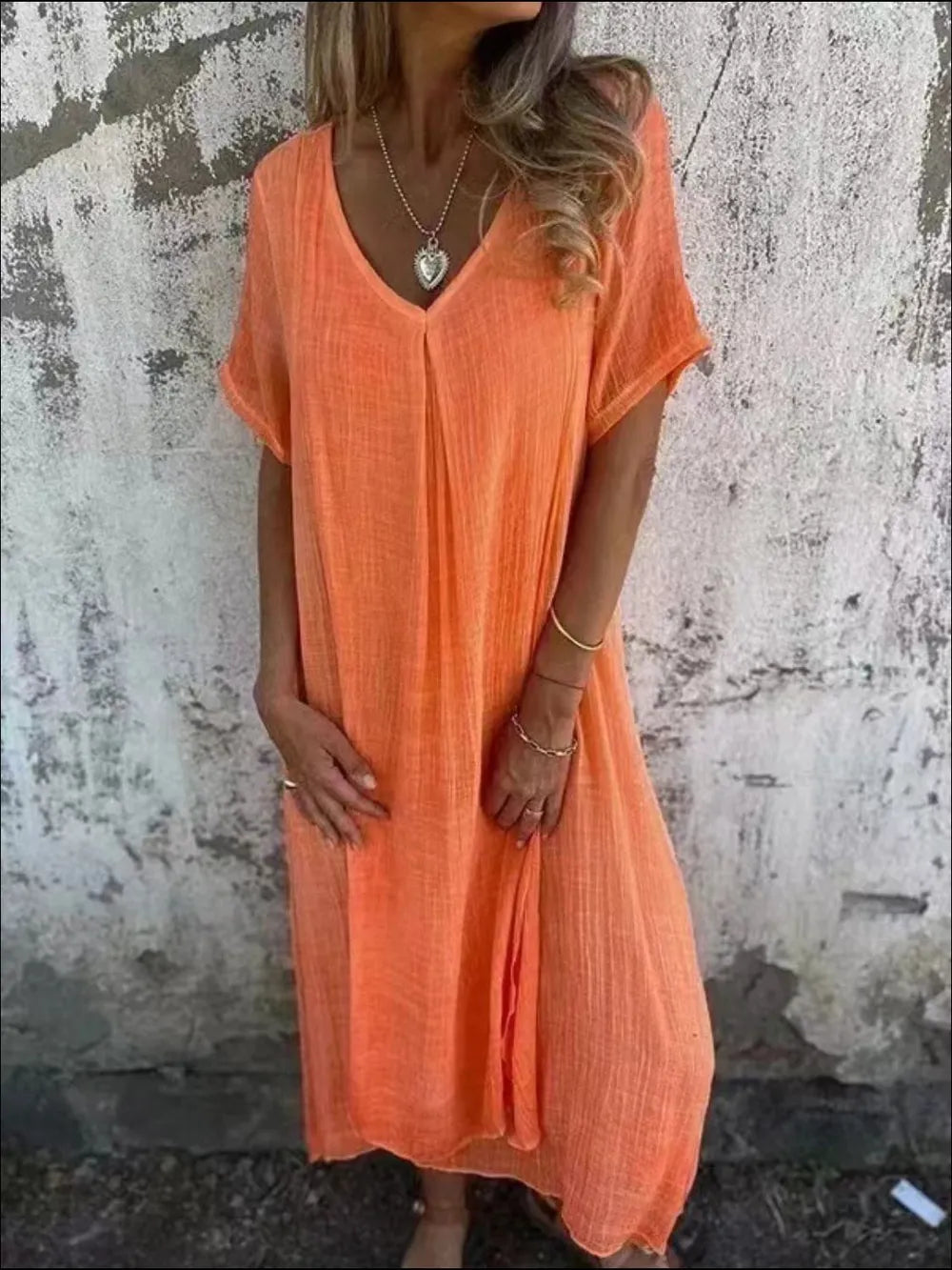 Plus Size V-Neck Midi Dress