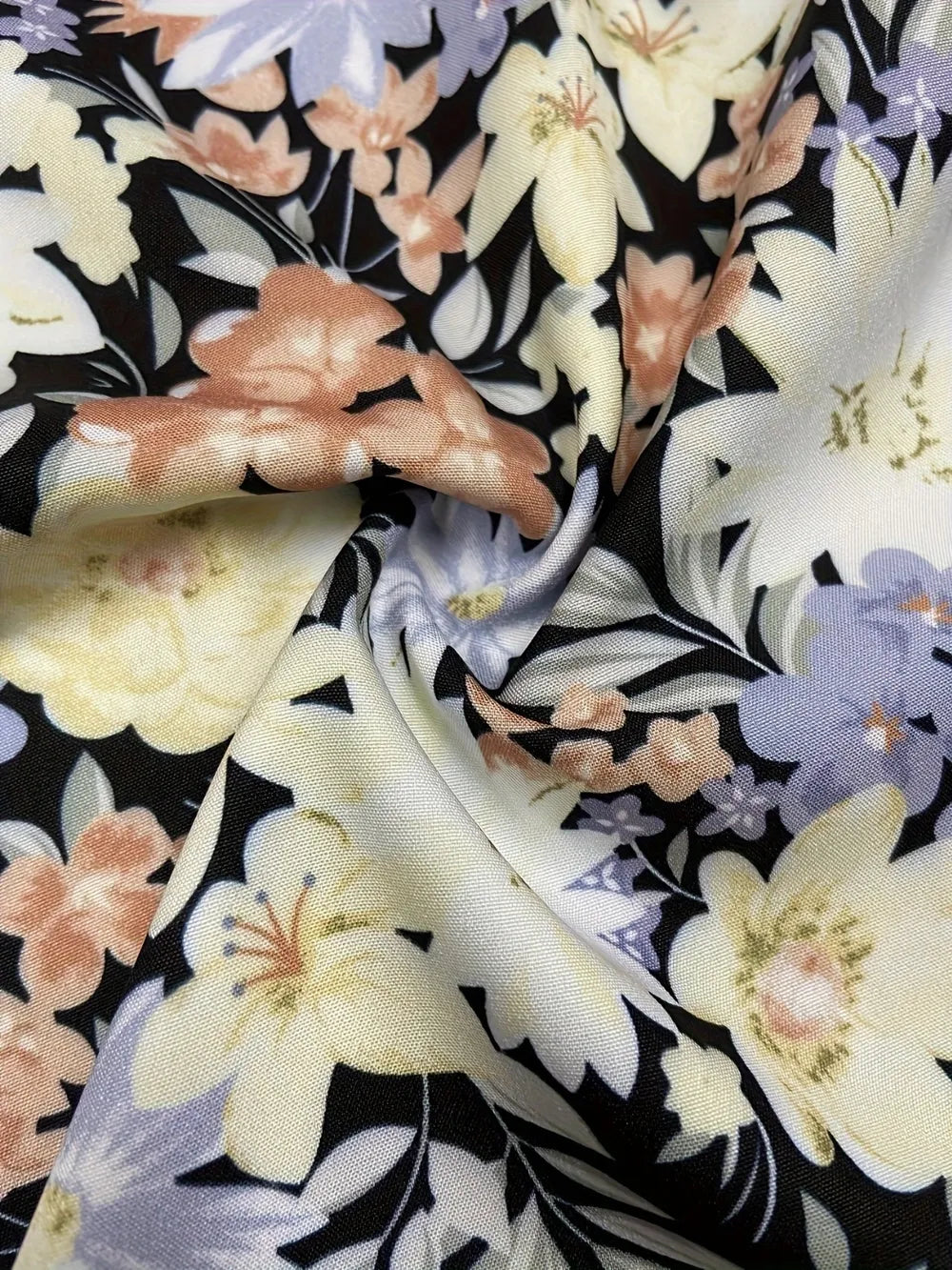 Ruched Floral Sleeveless Midi Dress