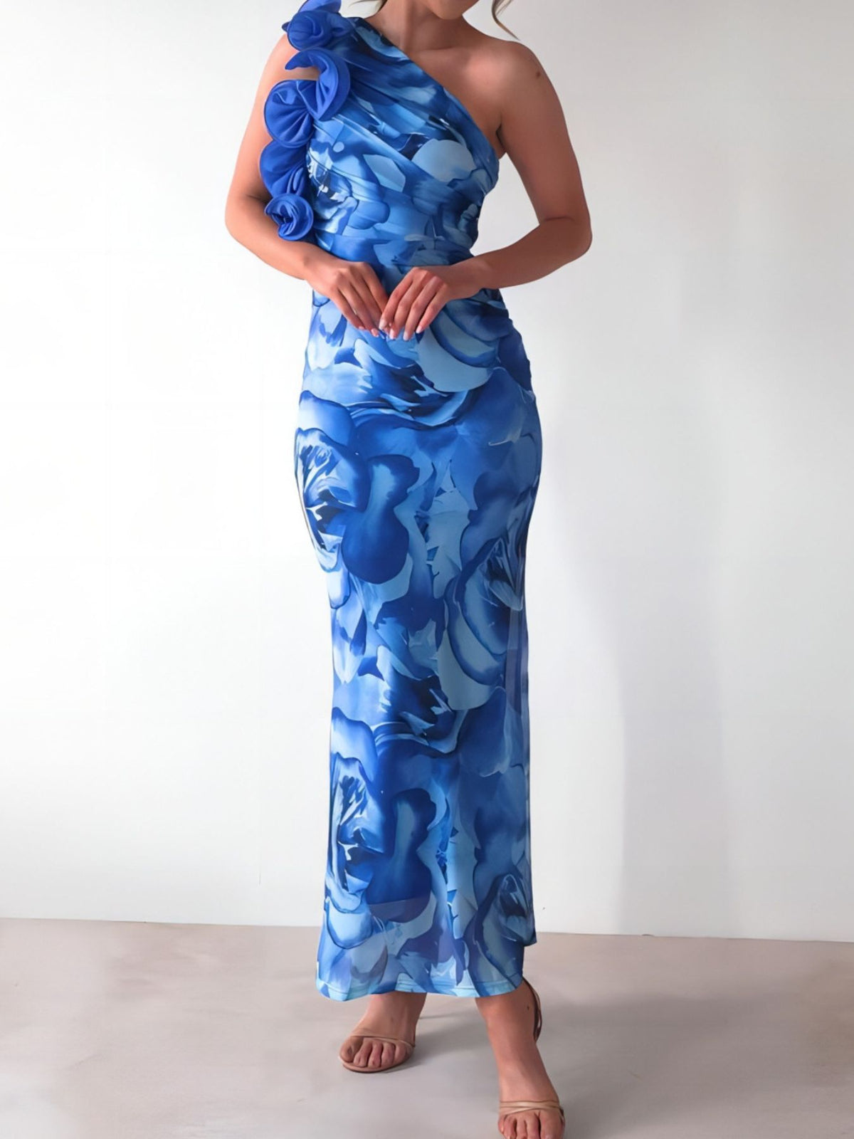 Floral One-Shoulder Maxi Dress
