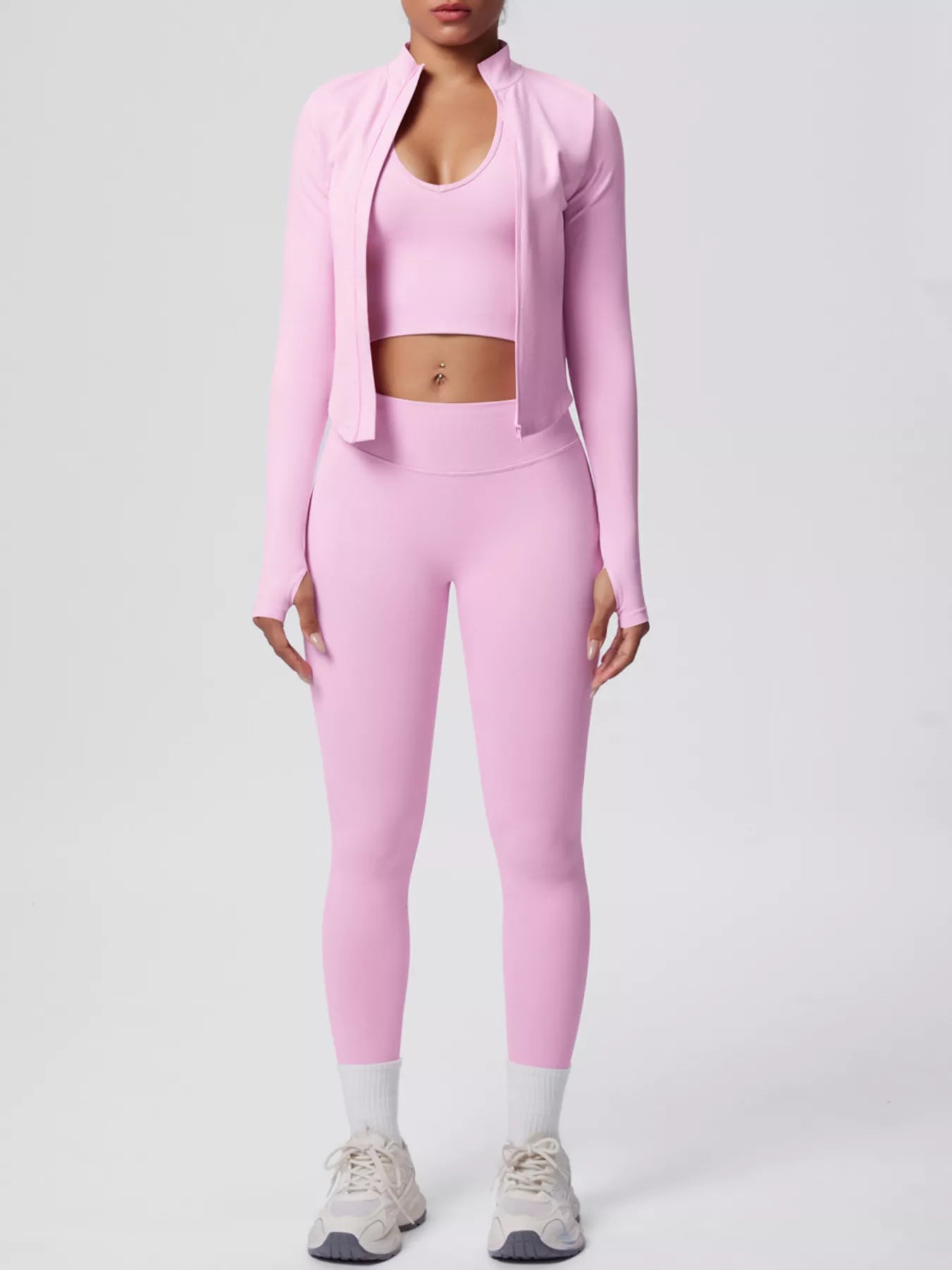 Zip-Up Jacket Tank and Leggings Active Set