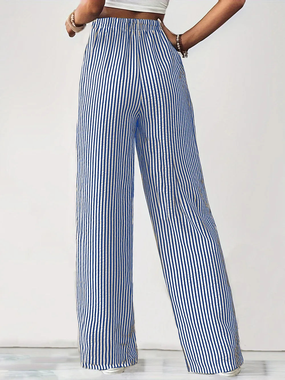 Striped Drawstring Elastic-Waist Pants