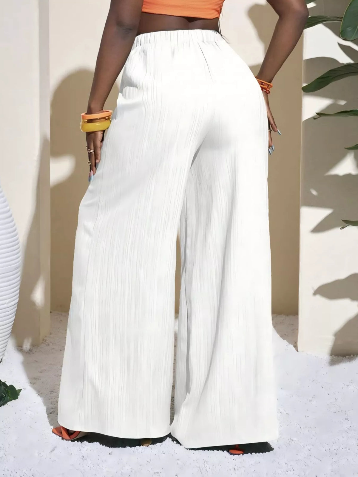 High-Rise Drawstring Wide-Leg Pants