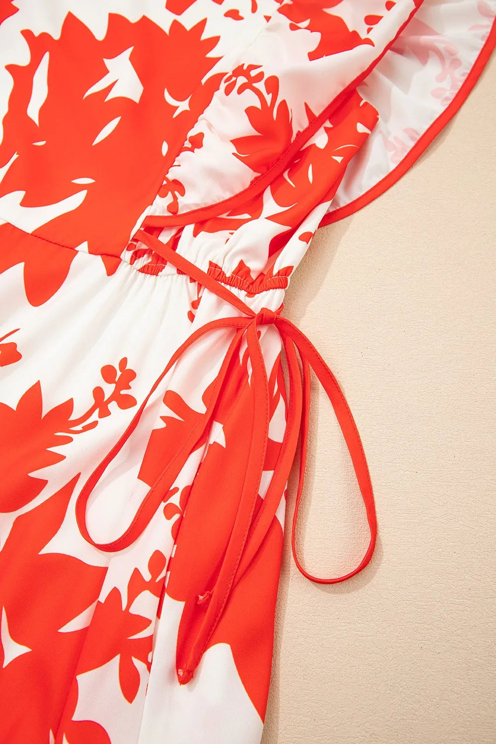 Floral V-Neck Midi Dress in Orange