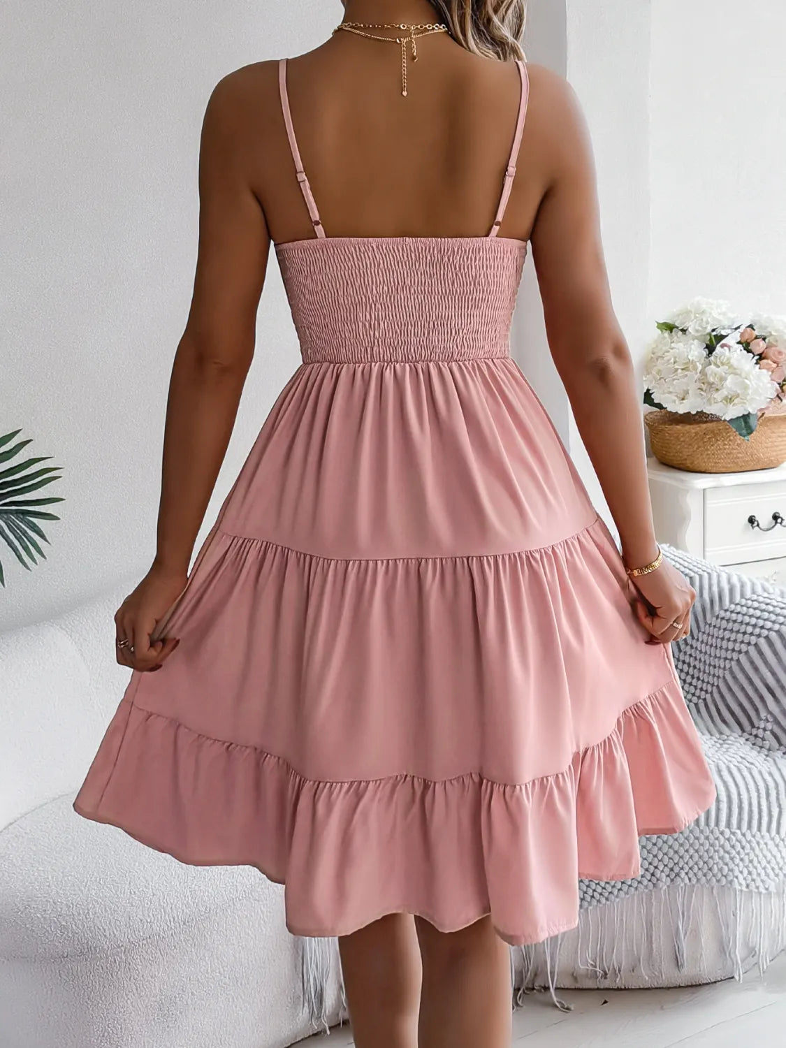Smocked Back Tiered Cami Dress