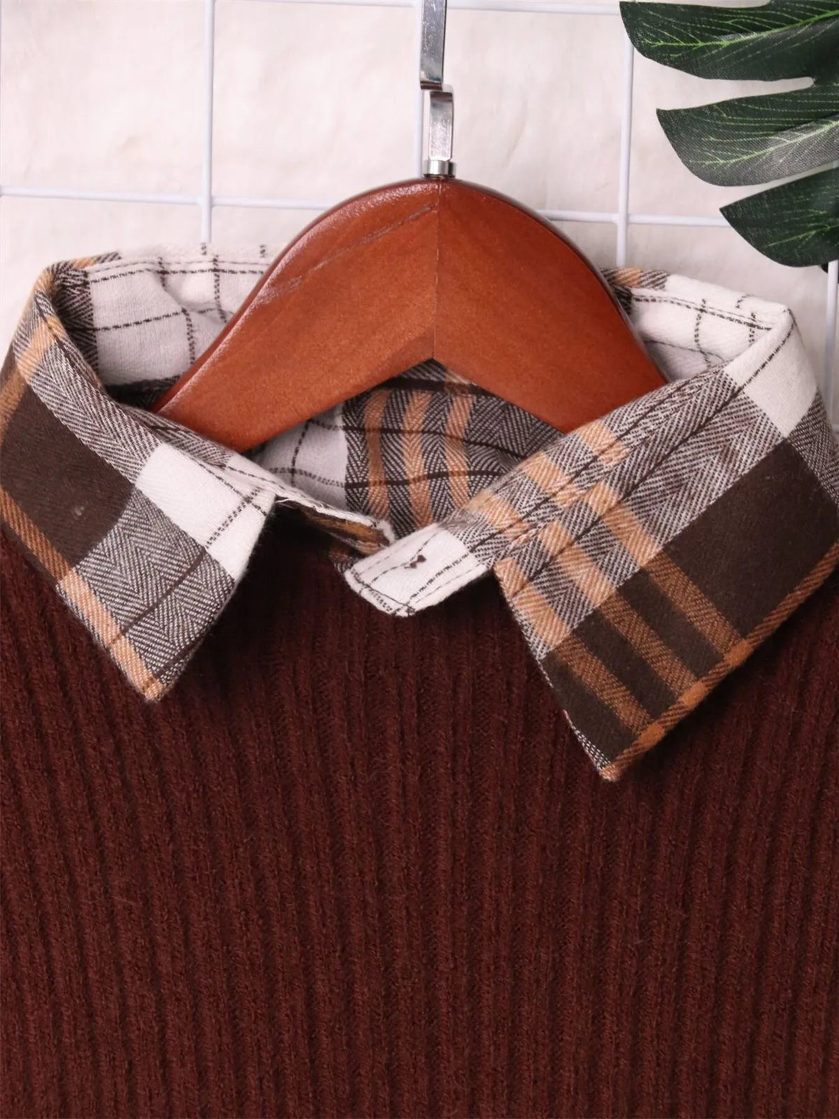 Plaid Long Sleeve Belted Sweater Dress