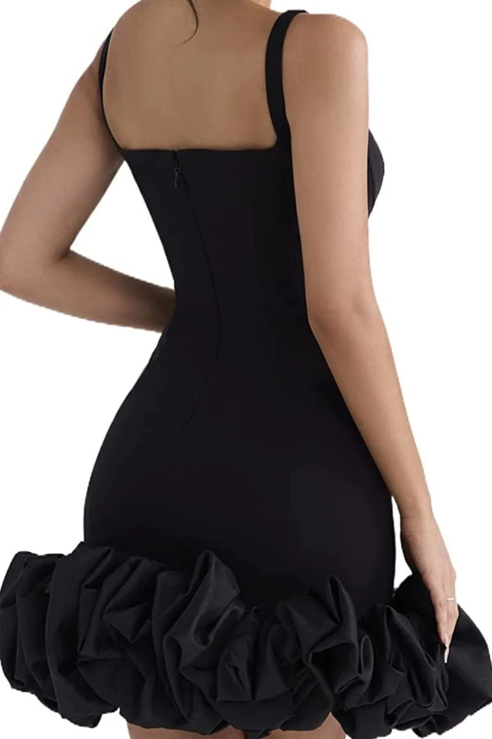 Ruched Square Neck Mini Dress