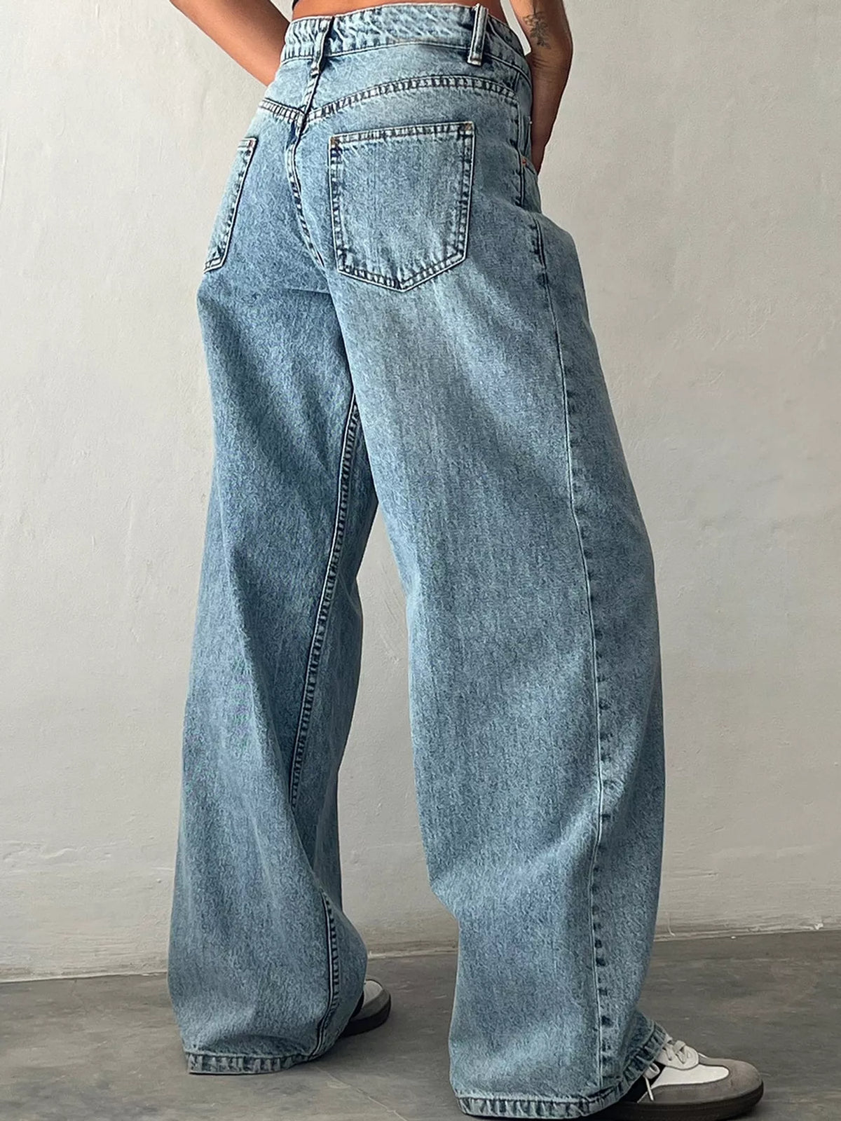 Wide-Leg Vintage Wash Jeans