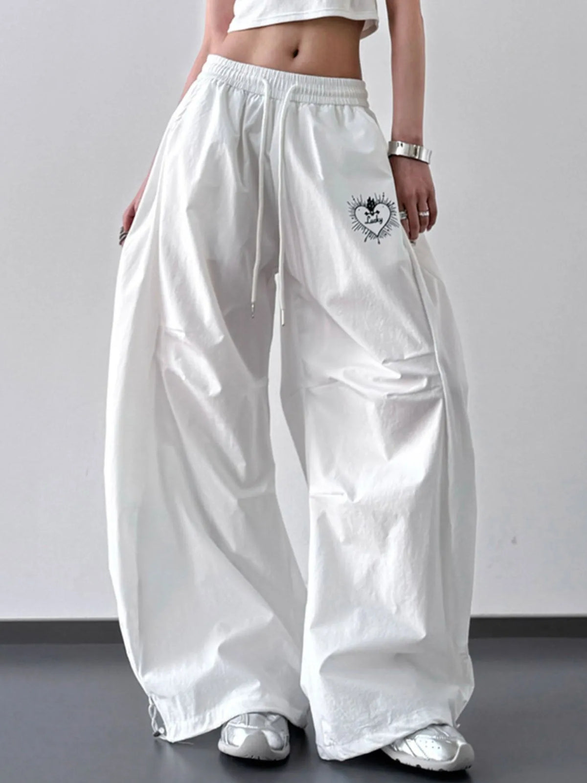 Oversized Drawstring Wide Leg Pants