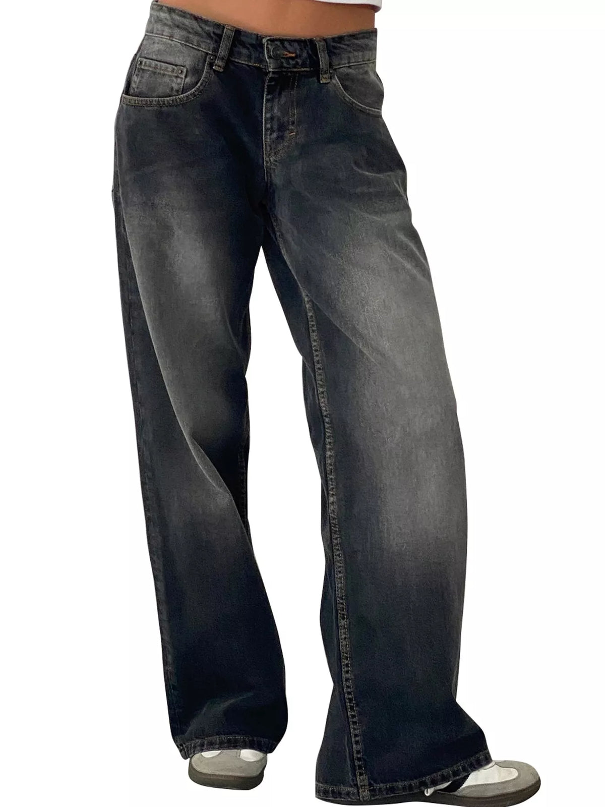 Wide-Leg Vintage Wash Jeans