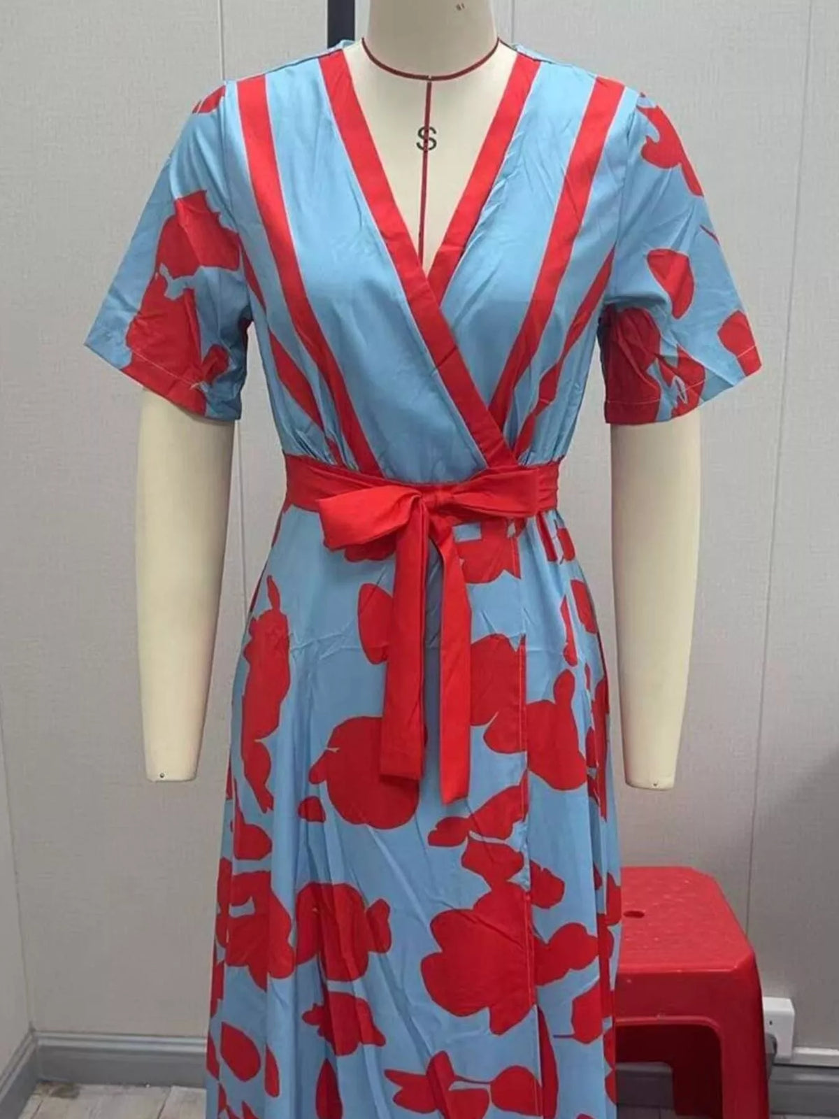 Floral Print Half-Sleeve Maxi Dress with Pockets