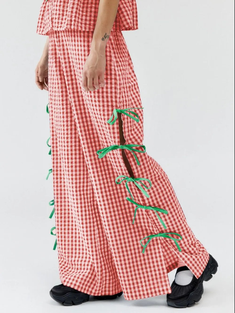 Plaid Pants in Blush Pink by Mystique Q