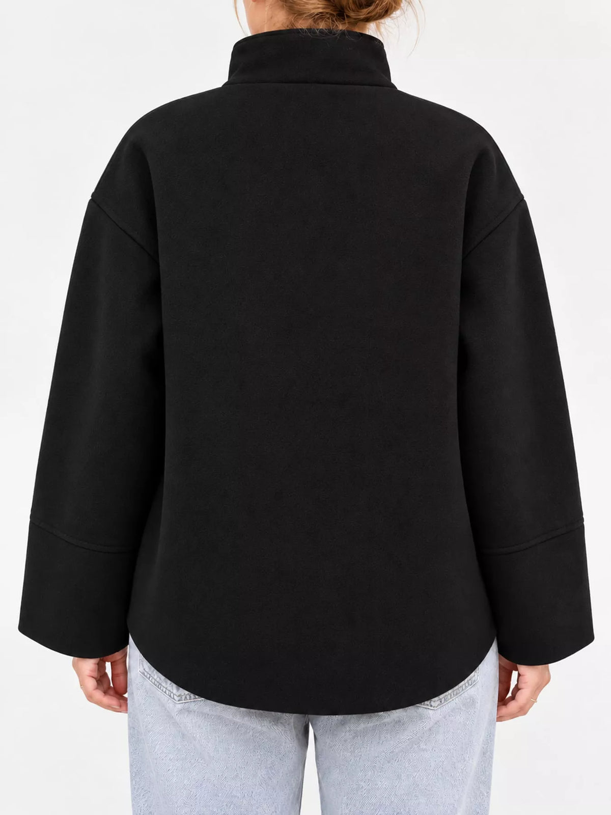 Stand-Collar Button-Up Jacket
