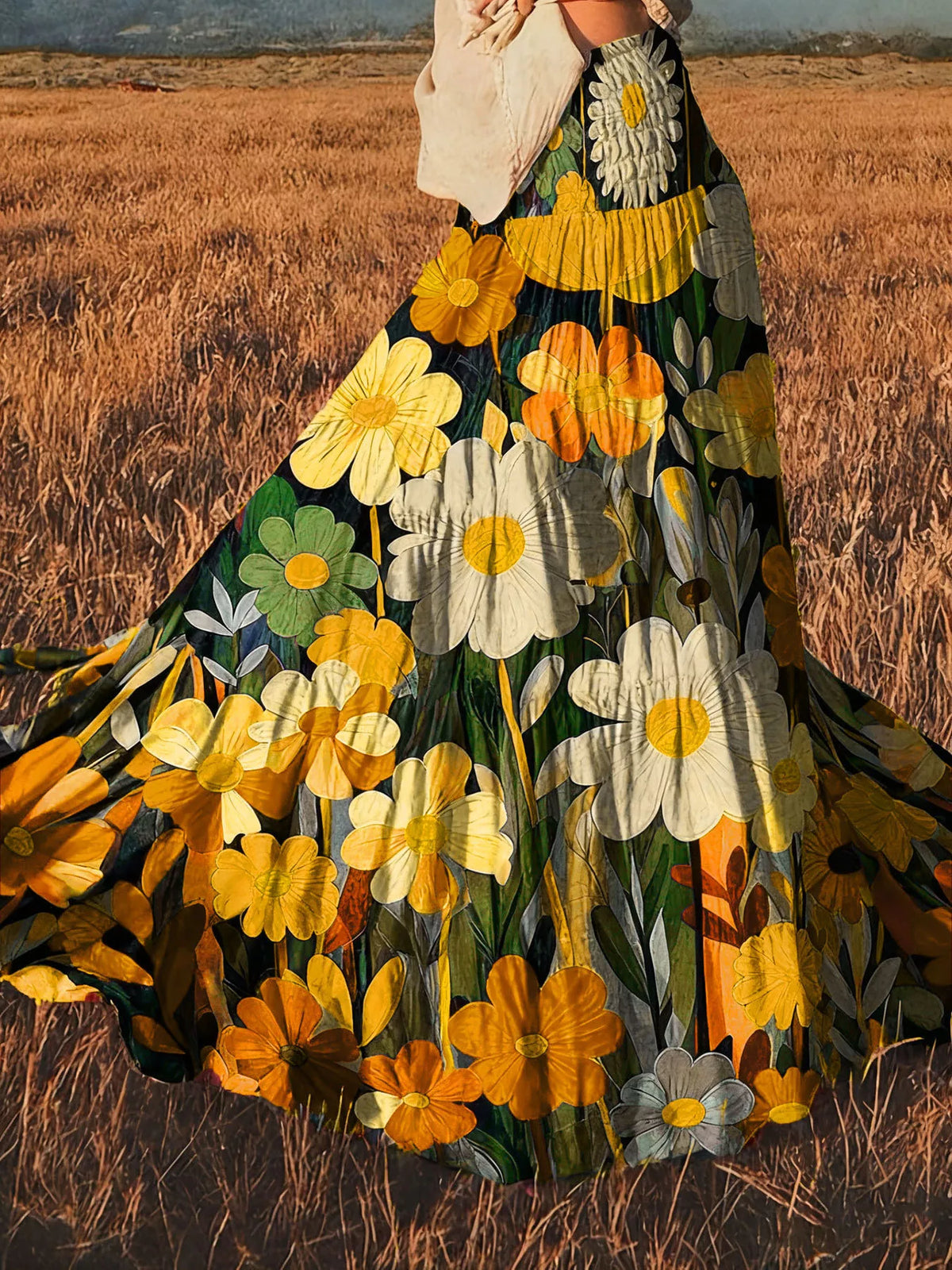 Floral Tiered High-Waisted Maxi Skirt