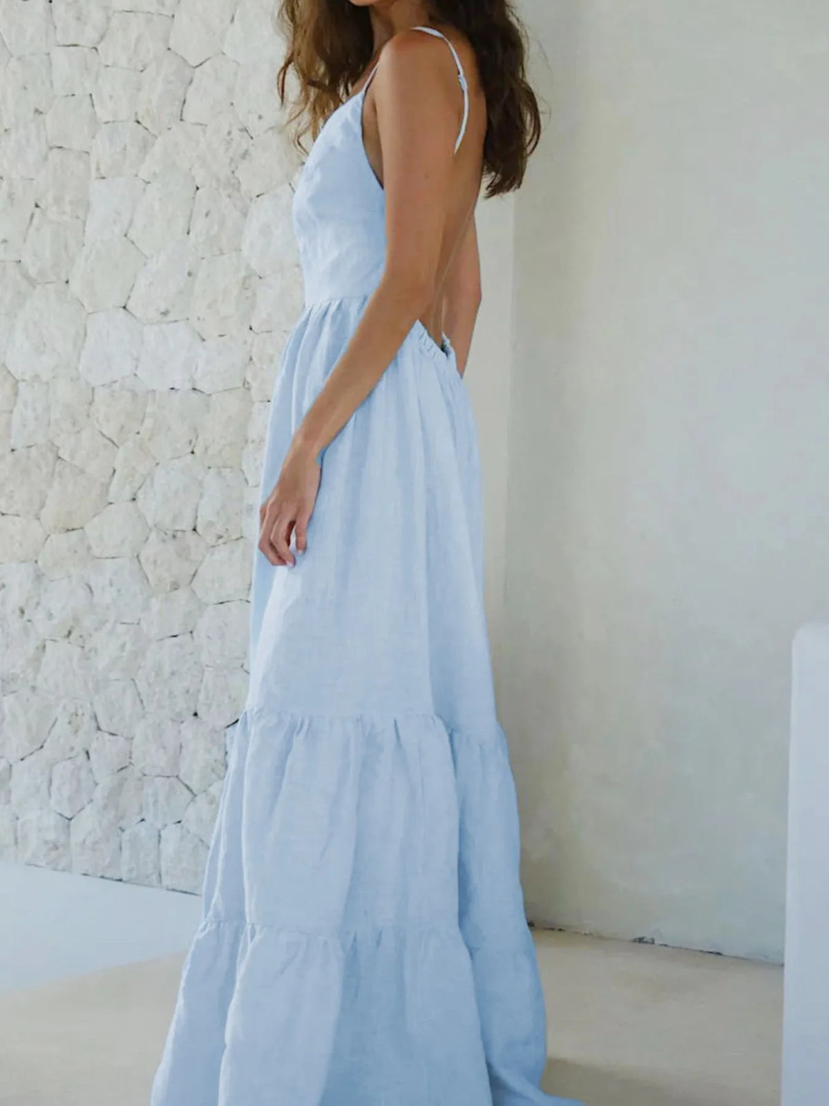Backless Tiered Maxi Cami Dress